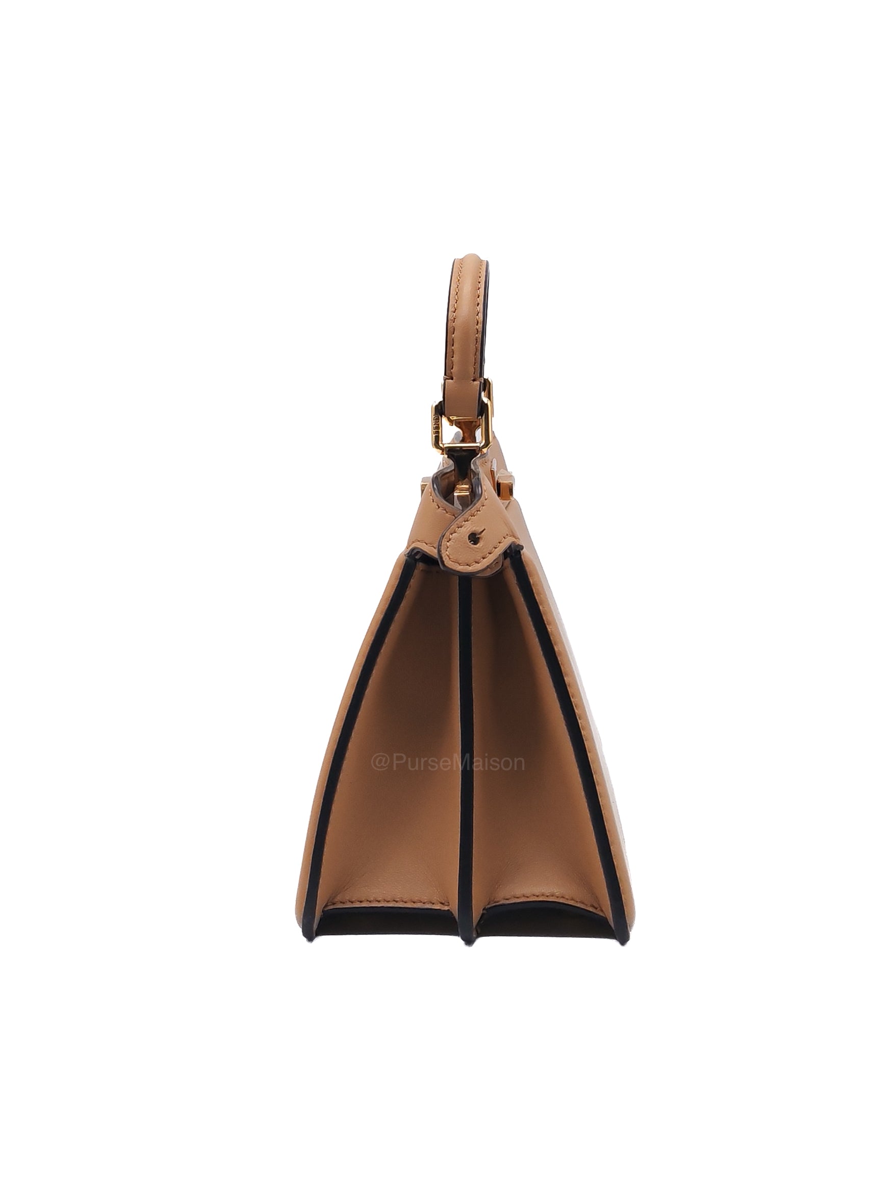 Fendi Peekaboo ISeeU Bag in Dark Beige Calfskin Leather and Gold Hardware