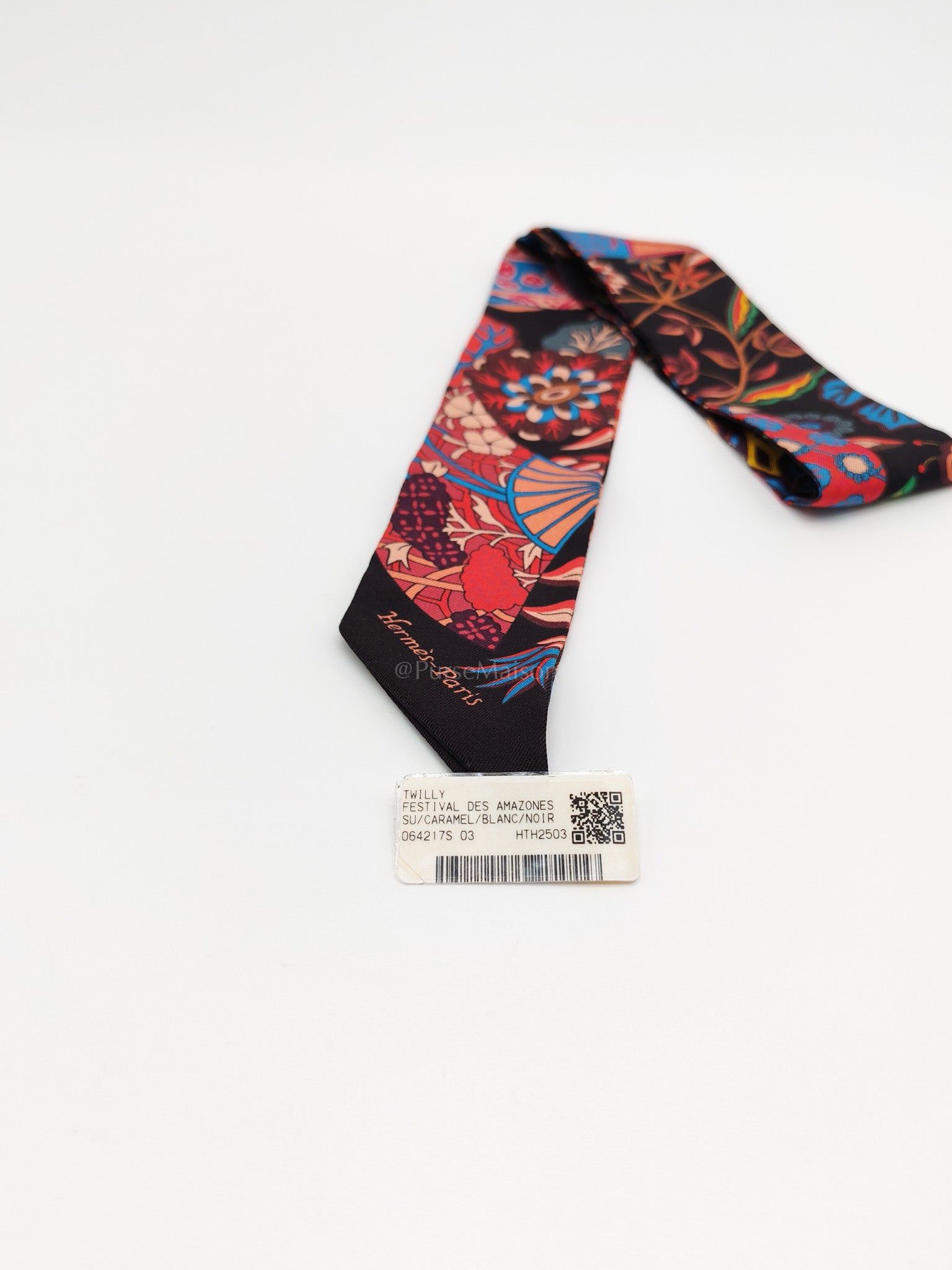 Festival Des Amazones SU/Caramel/Blanc/Noir Silk Twilly (Pair) | Purse Maison Luxury Bags Shop