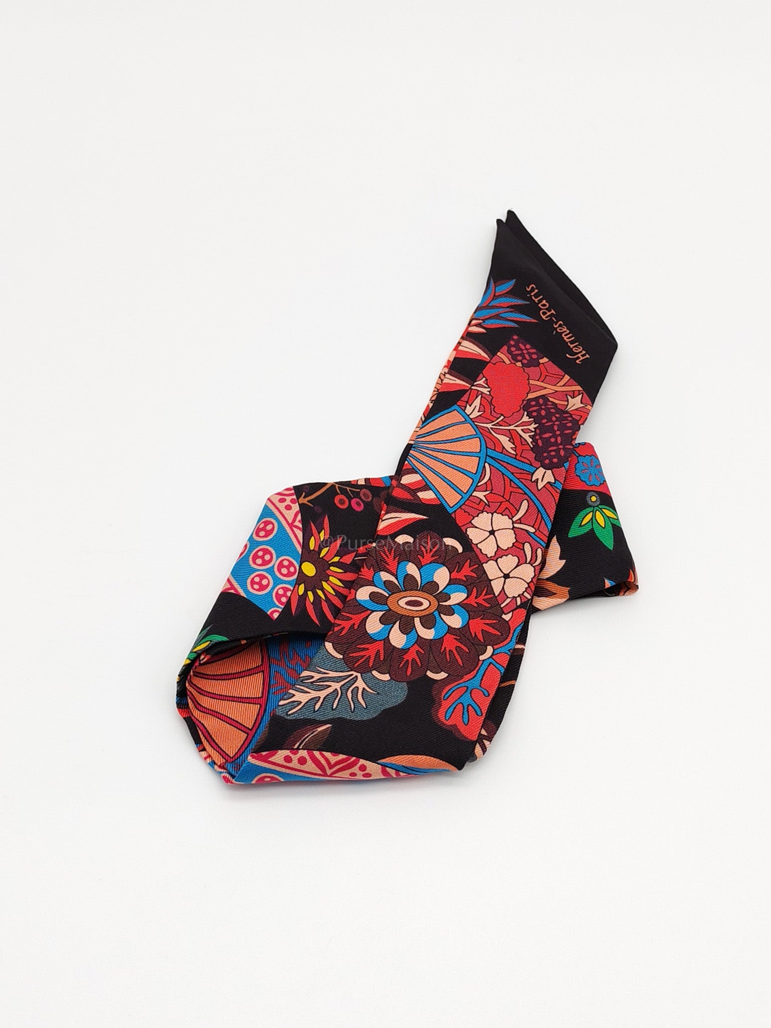 Festival Des Amazones SU/Caramel/Blanc/Noir Silk Twilly (Pair) | Purse Maison Luxury Bags Shop