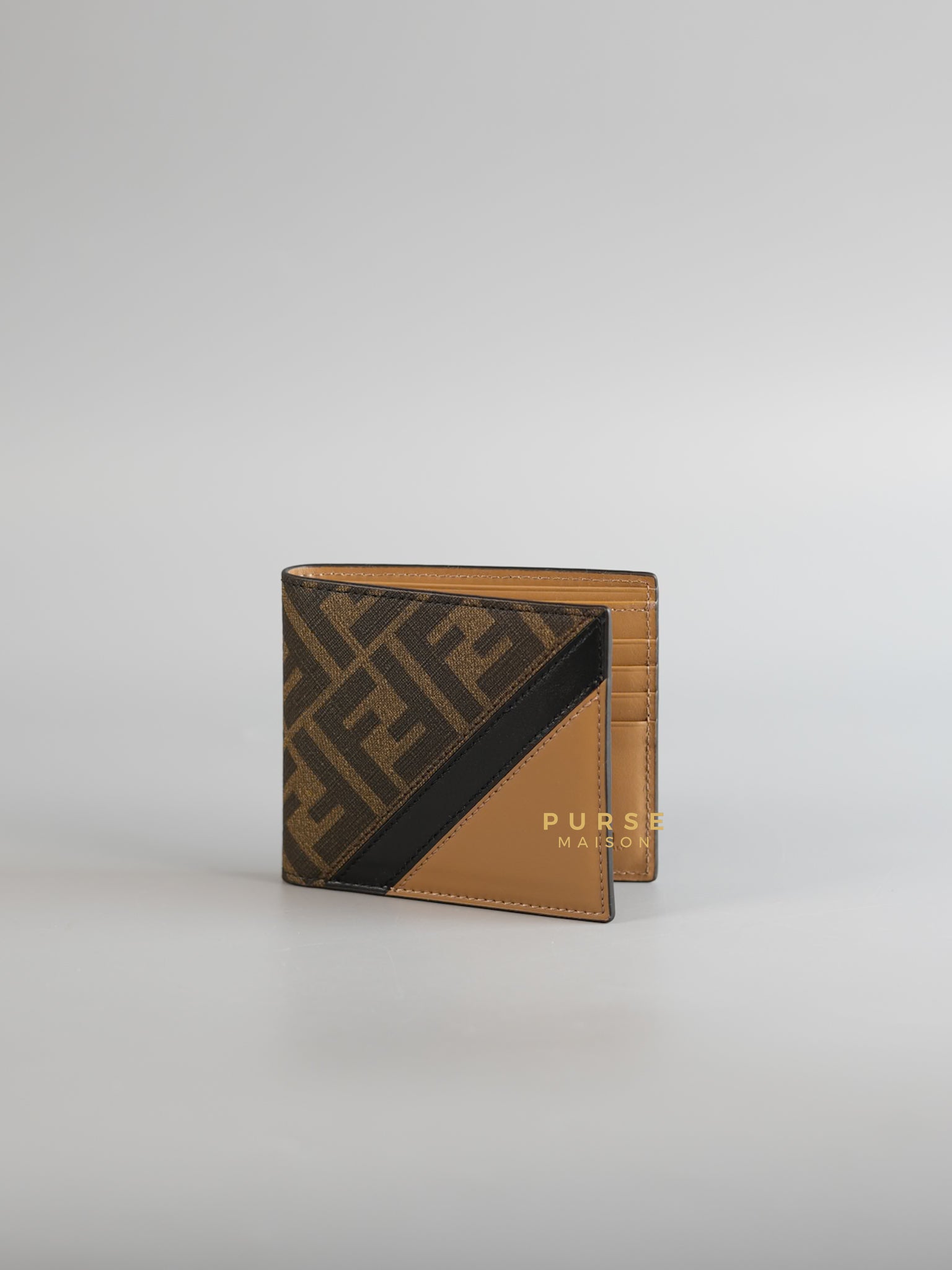 FF Brown Logo Canvas Bi-fold Wallet | Purse Maison Luxury Bags Shop