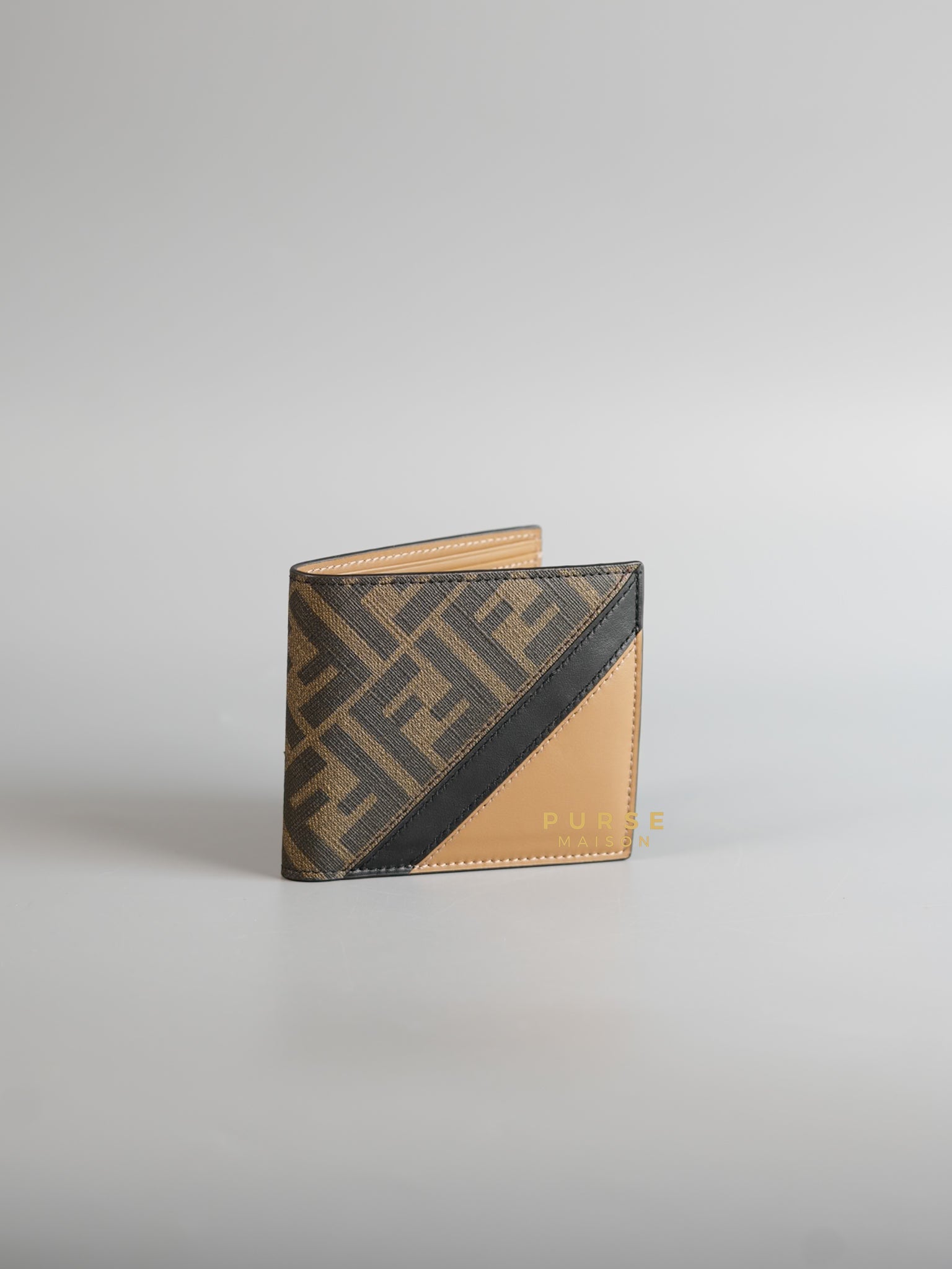 FF Brown Logo Canvas Bi-fold Wallet | Purse Maison Luxury Bags Shop