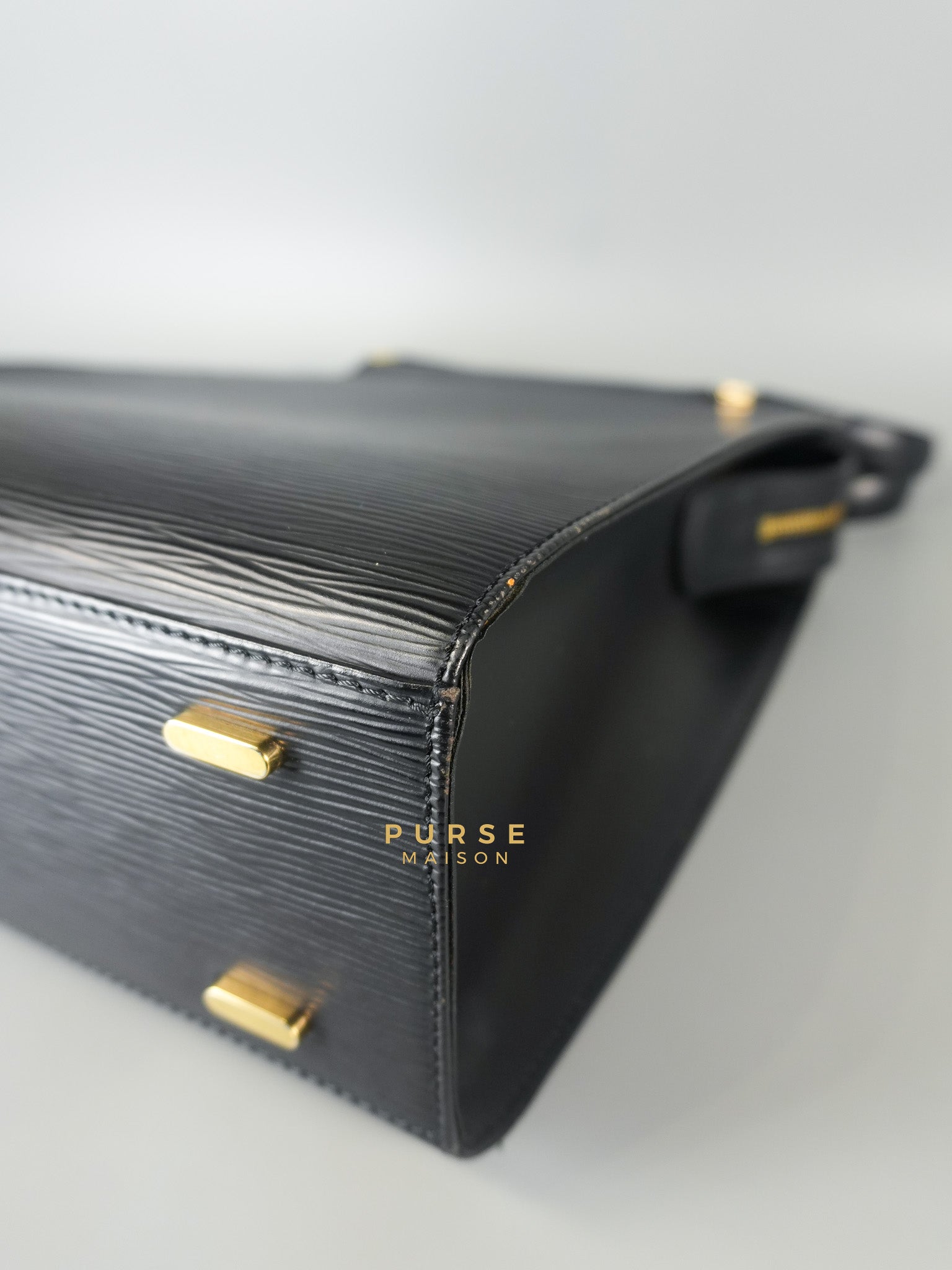 Figari Black Epi Leather Handbag (Date Code: FL0013) | Purse Maison Luxury Bags Shop