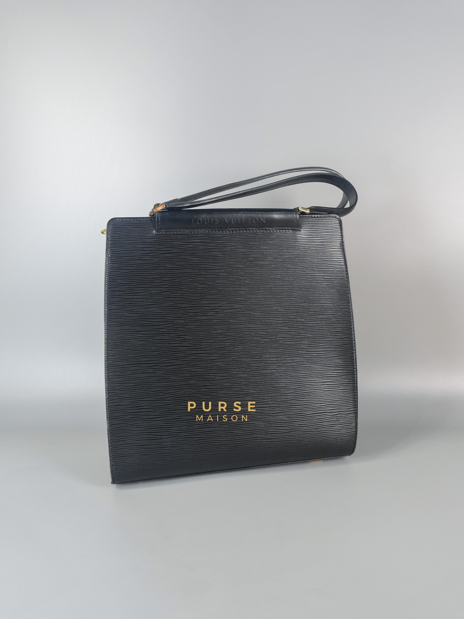 Figari Black Epi Leather Handbag (Date Code: FL0013) | Purse Maison Luxury Bags Shop