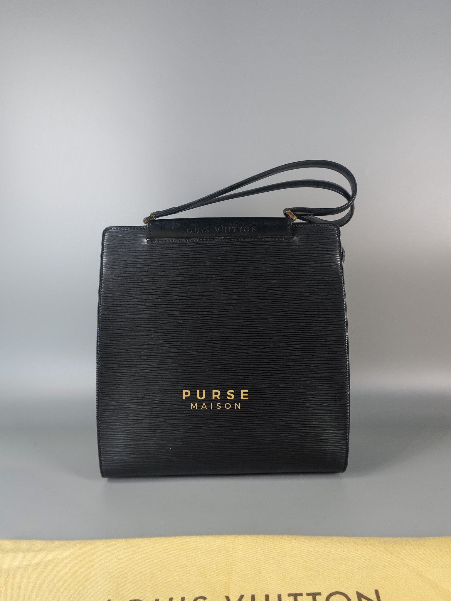 Figari Black Epi Leather Handbag (Date Code: FL0013) | Purse Maison Luxury Bags Shop