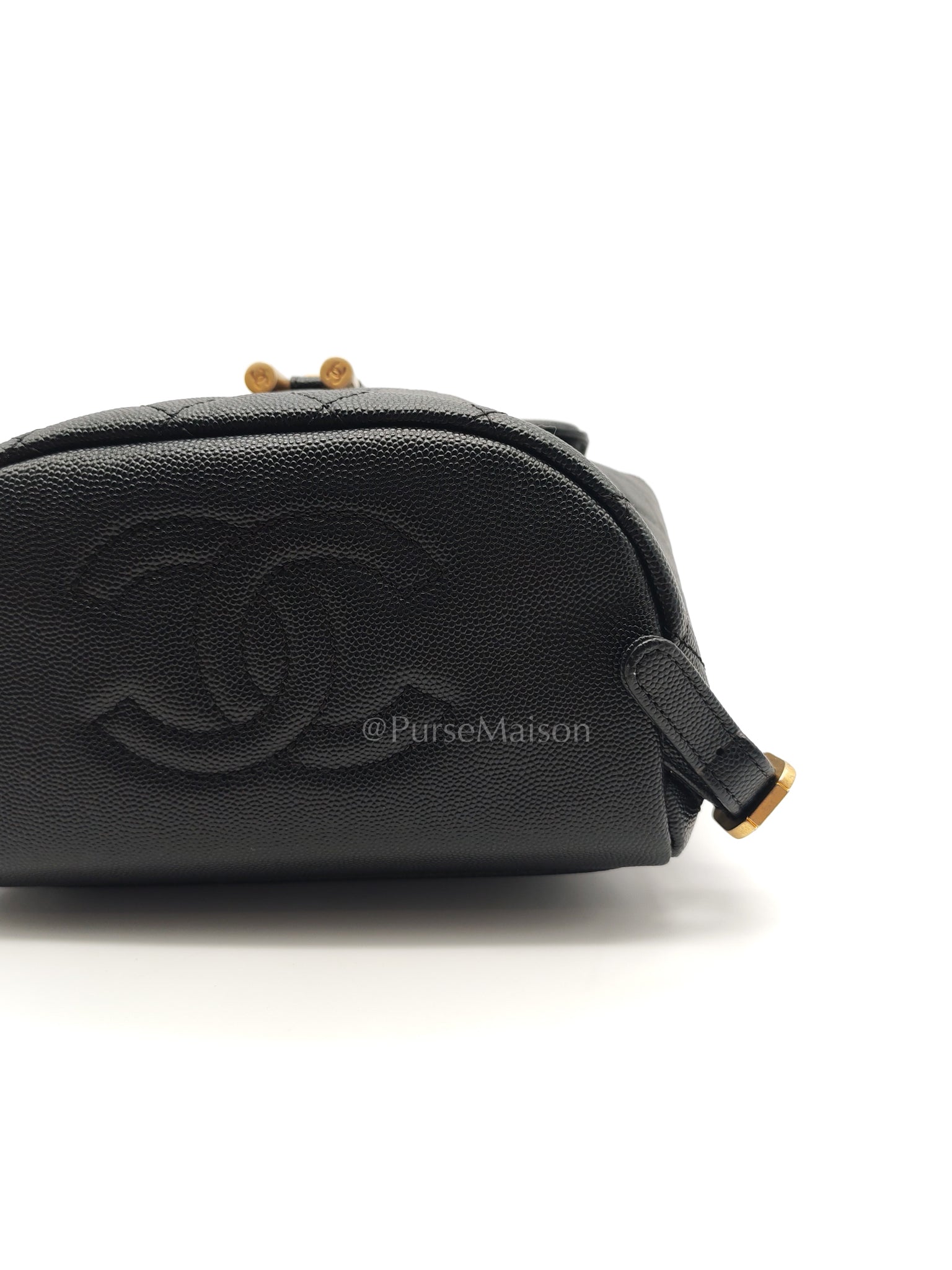 Filigree Backpack in Black Caviar Leather and Aged Gold Hardware Series 28 | Purse Maison Luxury Bags Shop