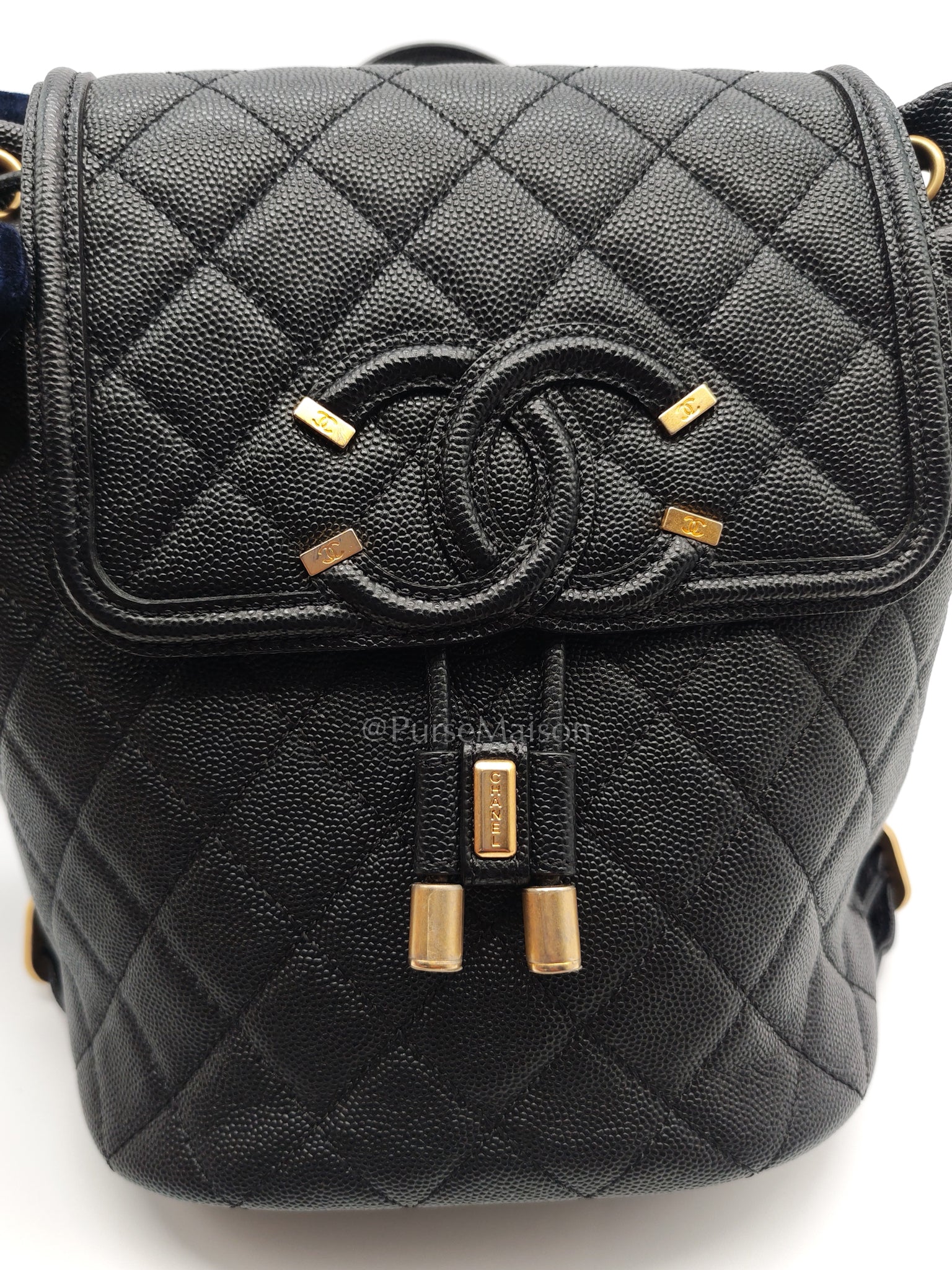 Filigree Backpack in Black Caviar Leather and Aged Gold Hardware Series 28 | Purse Maison Luxury Bags Shop