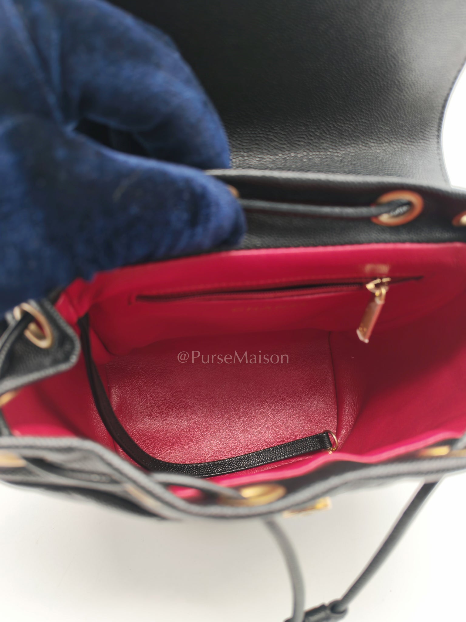 Filigree Backpack in Black Caviar Leather and Aged Gold Hardware Series 28 | Purse Maison Luxury Bags Shop