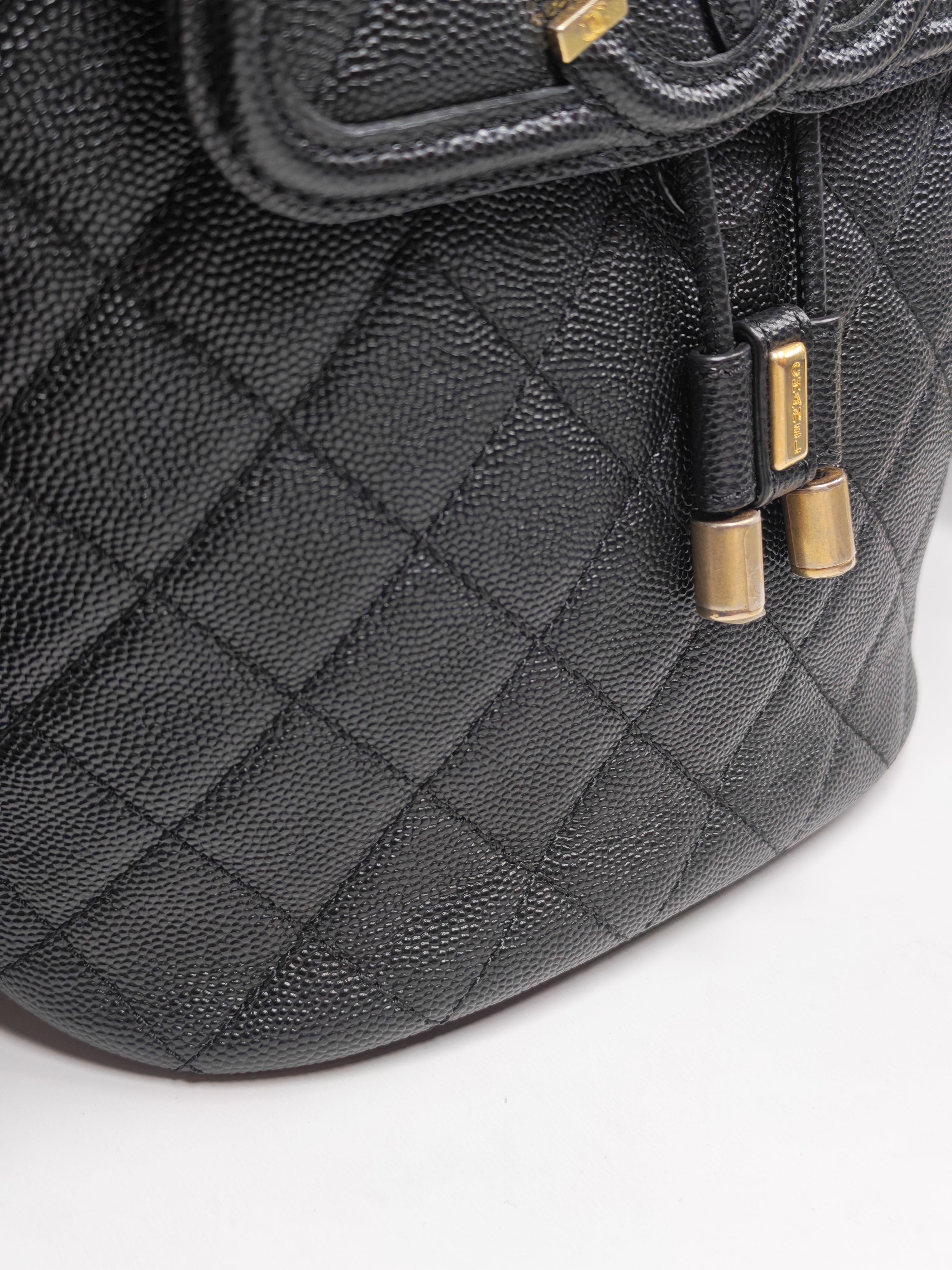 Filigree Backpack in Black Caviar Leather and Aged Gold Hardware Series 28 | Purse Maison Luxury Bags Shop