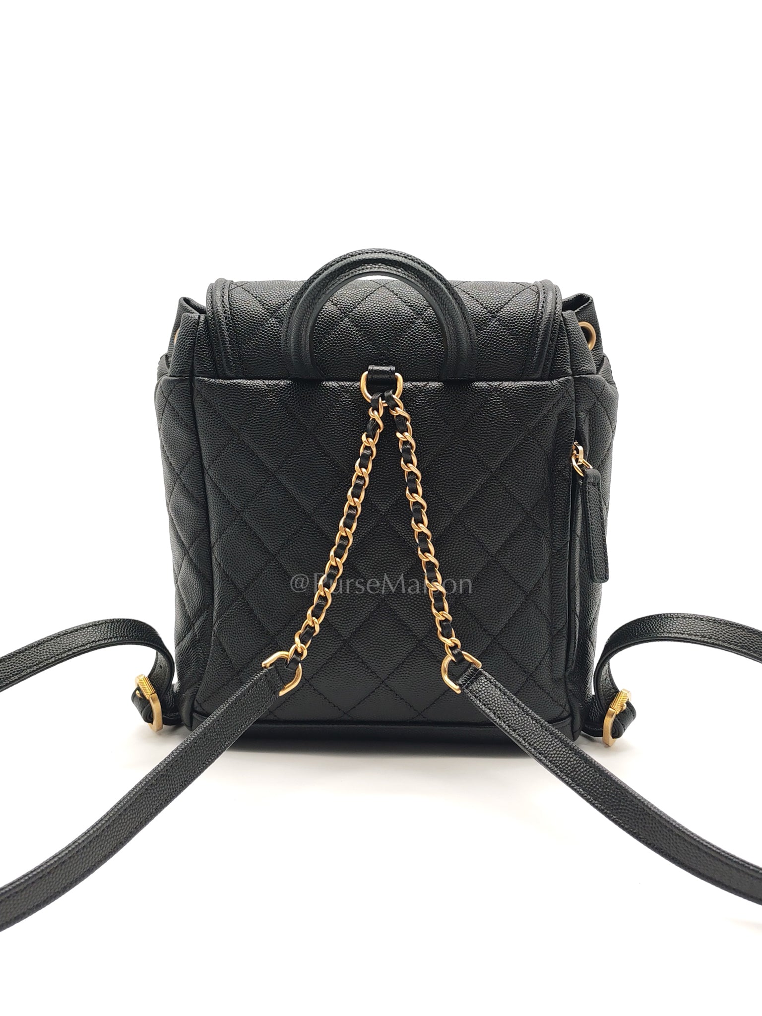 Filigree Backpack in Black Caviar Leather and Aged Gold Hardware Series 28 | Purse Maison Luxury Bags Shop