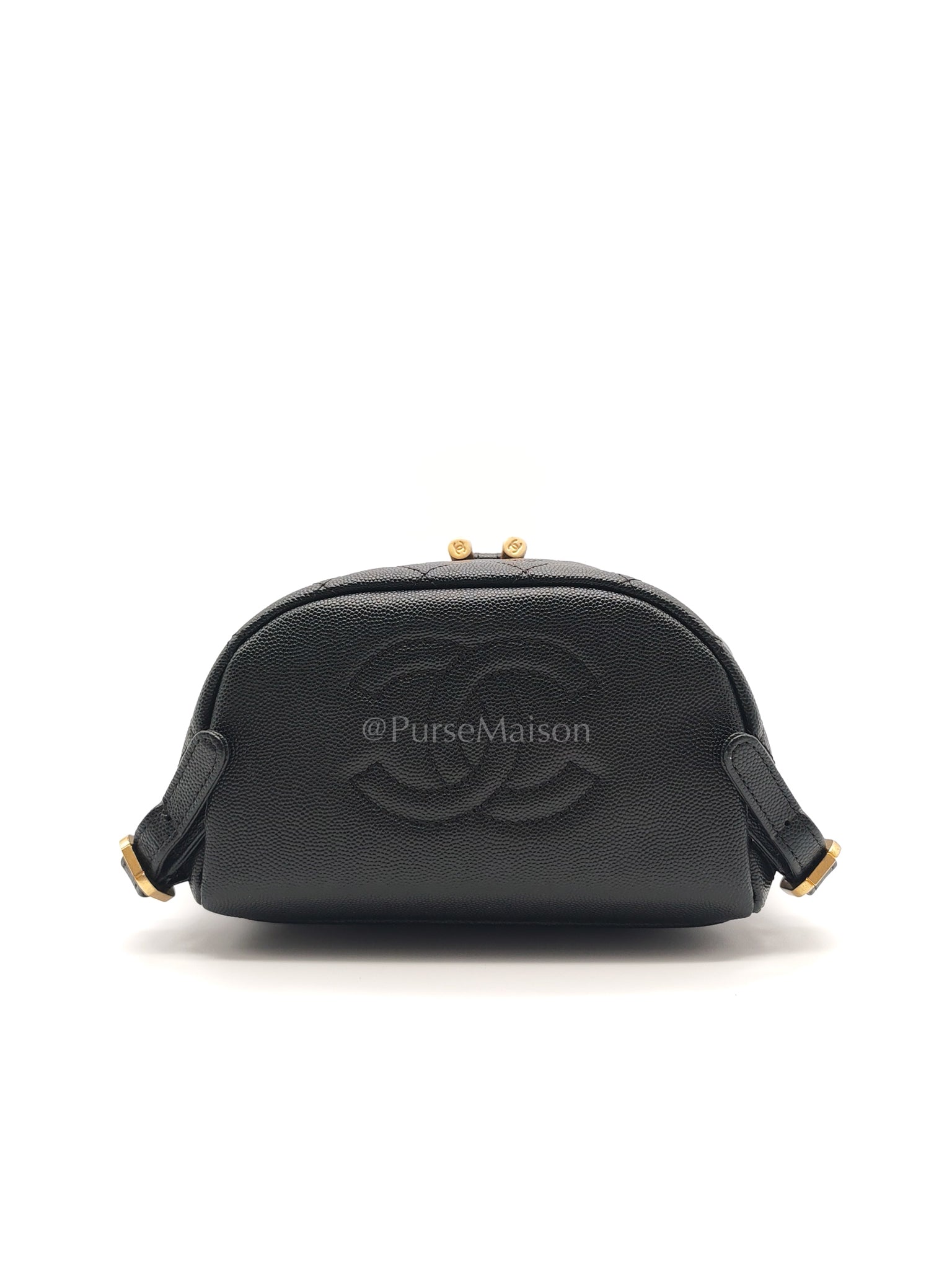 Filigree Backpack in Black Caviar Leather and Aged Gold Hardware Series 28 | Purse Maison Luxury Bags Shop