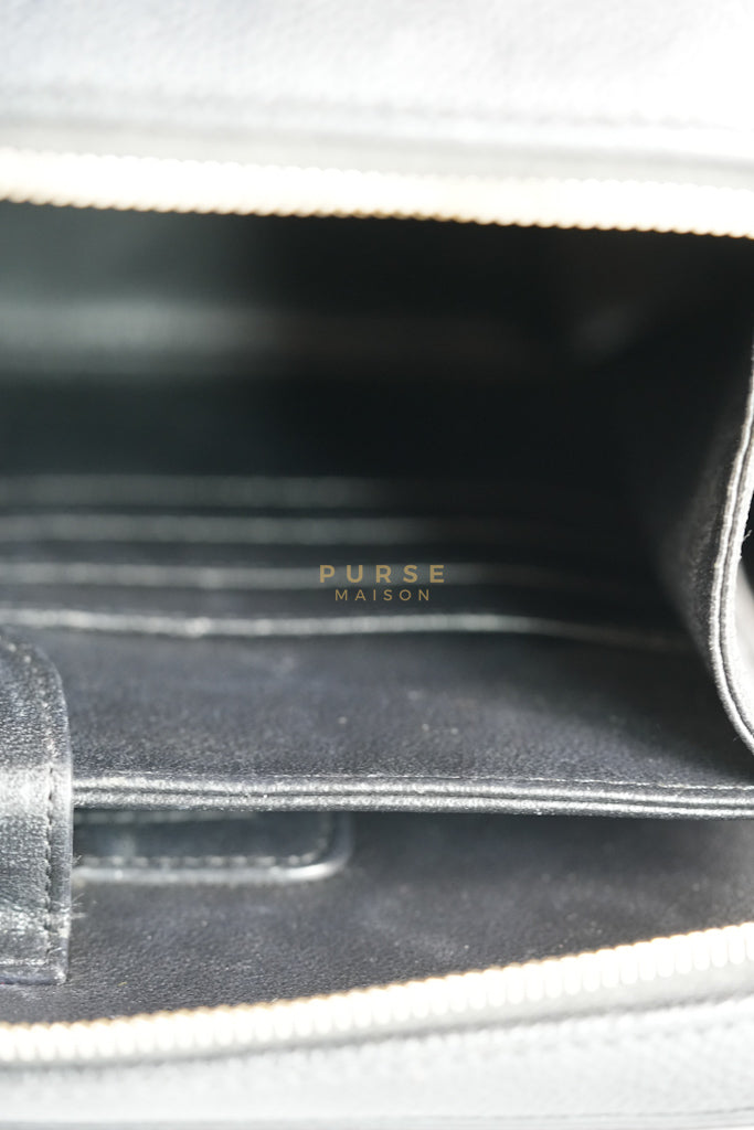 Filigree Large Vanity Case in Black Quilted Caviar Leather and Aged Gold Hardware Series 24 | Purse Maison Luxury Bags Shop