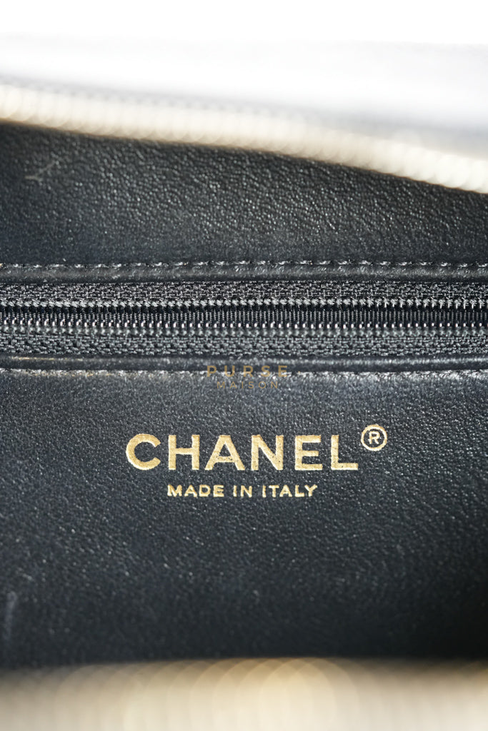 Filigree Large Vanity Case in Black Quilted Caviar Leather and Aged Gold Hardware Series 24 | Purse Maison Luxury Bags Shop