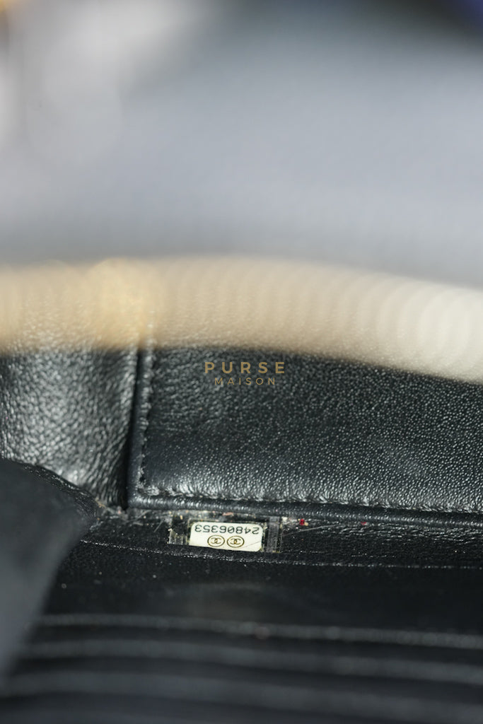 Filigree Large Vanity Case in Black Quilted Caviar Leather and Aged Gold Hardware Series 24 | Purse Maison Luxury Bags Shop