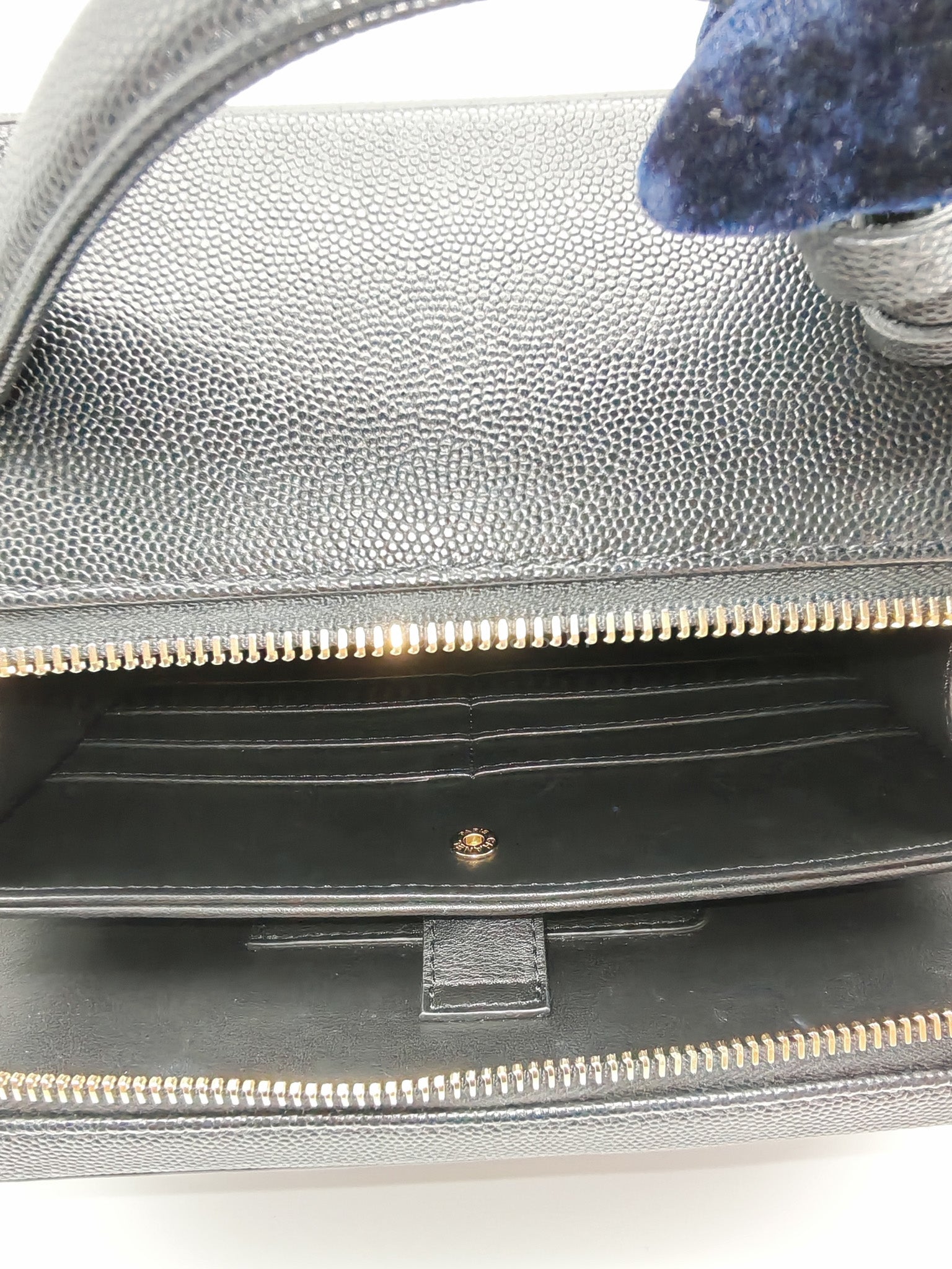 Filigree Vanity Case Large Black Caviar Leather in Light Gold Hardware (Series 30) | Purse Maison Luxury Bags Shop