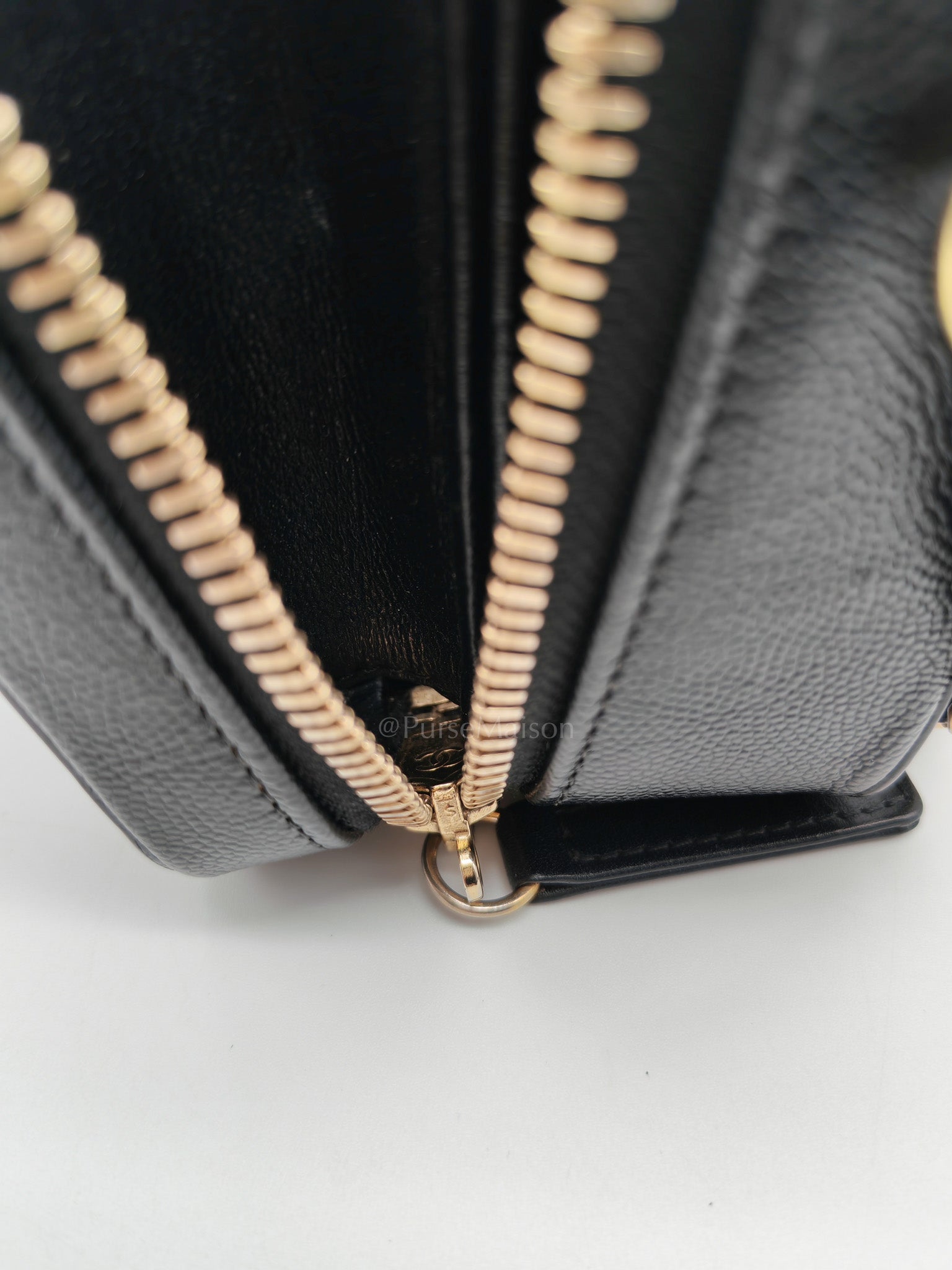 Filigree Vanity Case Small in Black Quilted Caviar Leather & Aged Gold Hardware Series 26 | Purse Maison Luxury Bags Shop