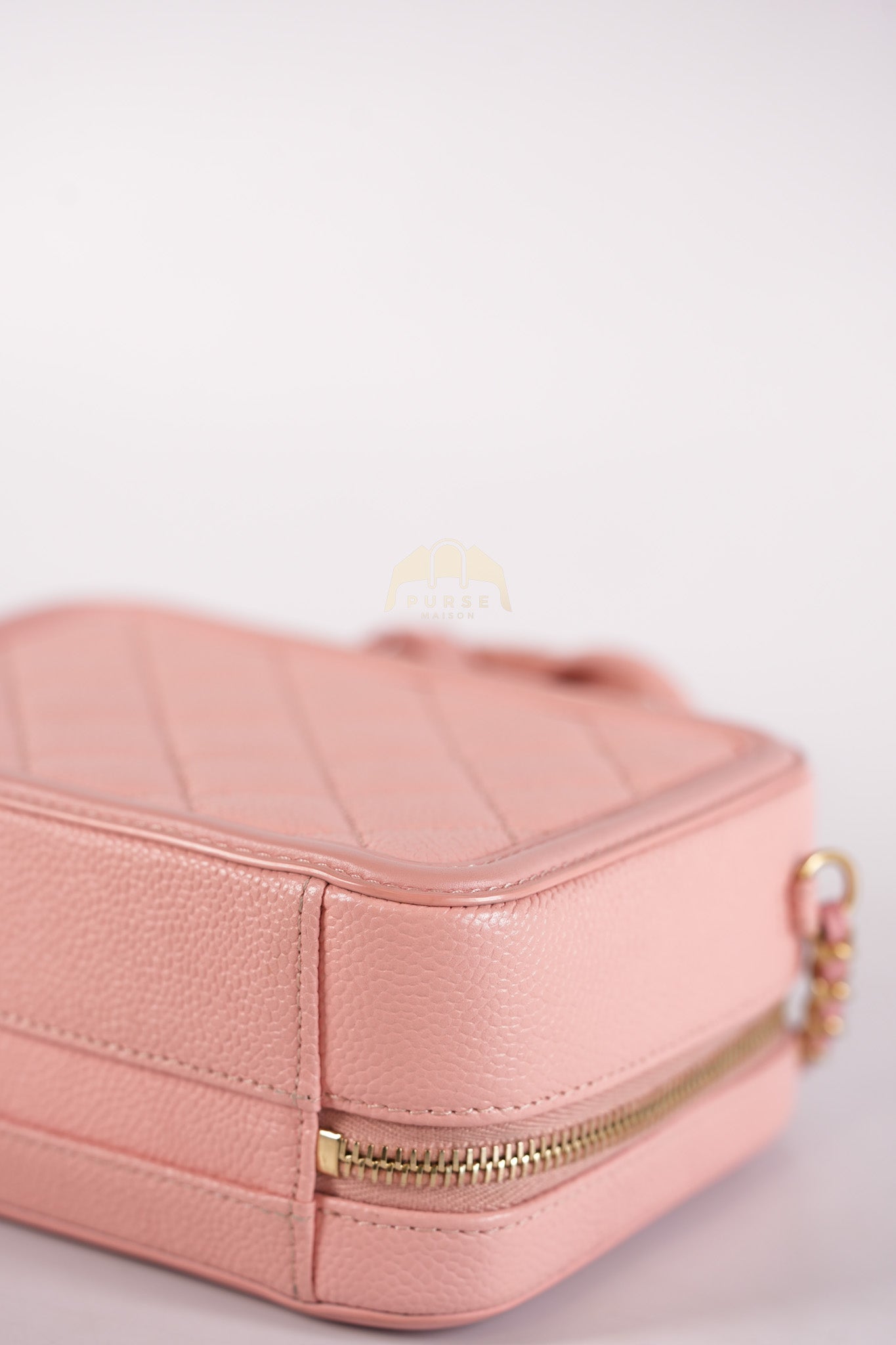 Filigree Vanity Case Small in Pink Caviar Leather Aged Gold Hardware Series 27 | Purse Maison Luxury Bags Shop