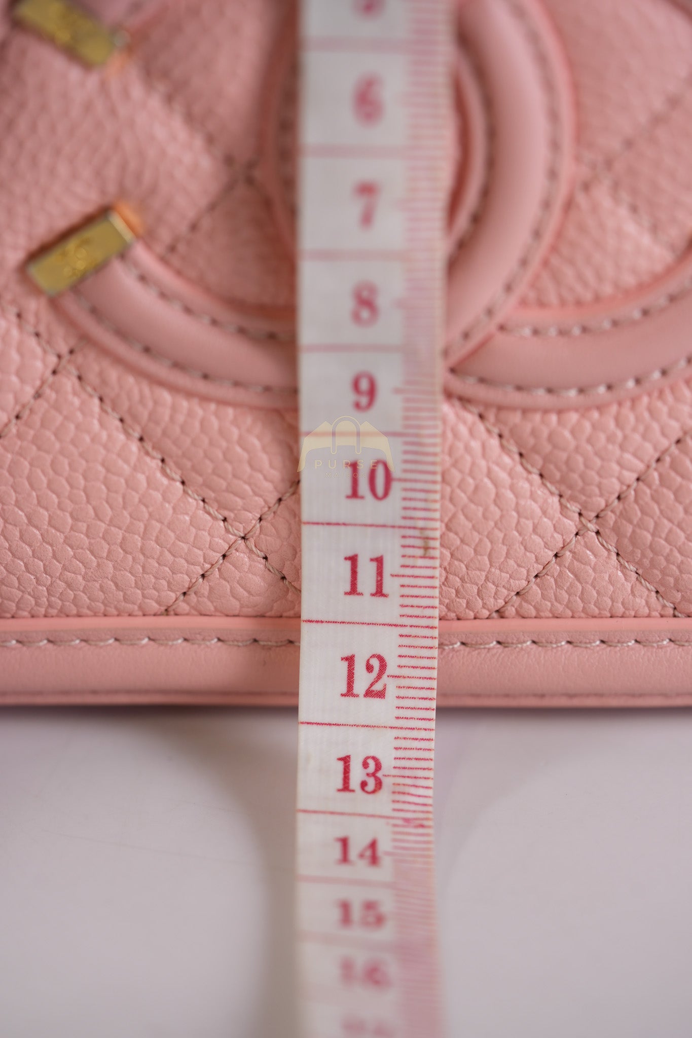 Filigree Vanity Case Small in Pink Caviar Leather Aged Gold Hardware Series 27 | Purse Maison Luxury Bags Shop