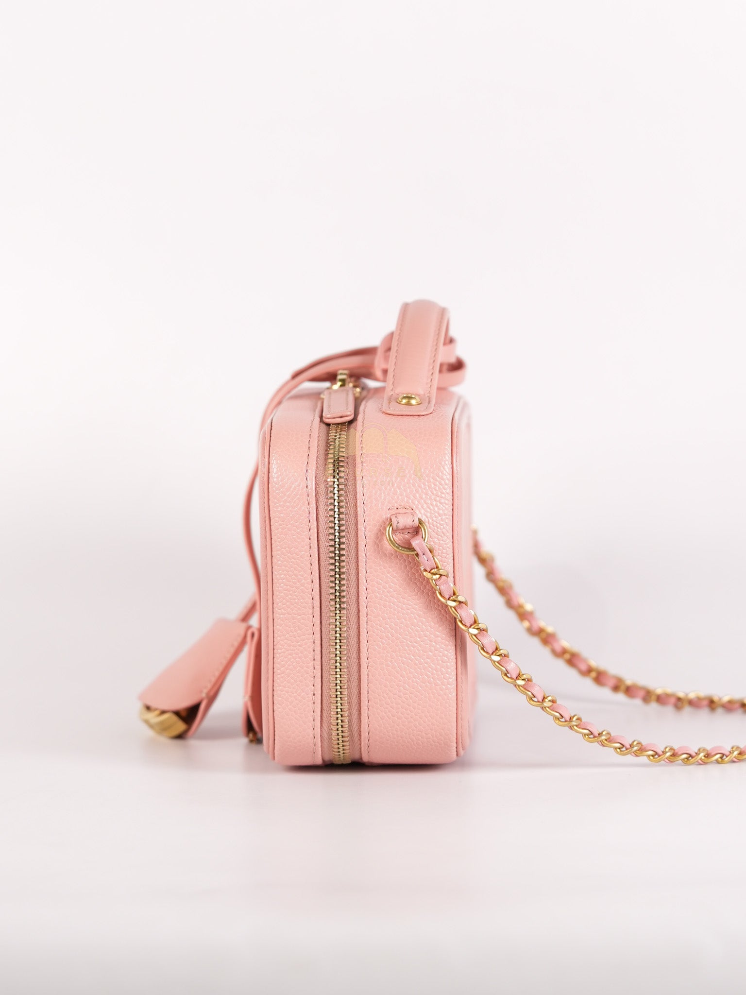 Filigree Vanity Case Small in Pink Caviar Leather Aged Gold Hardware Series 27 | Purse Maison Luxury Bags Shop