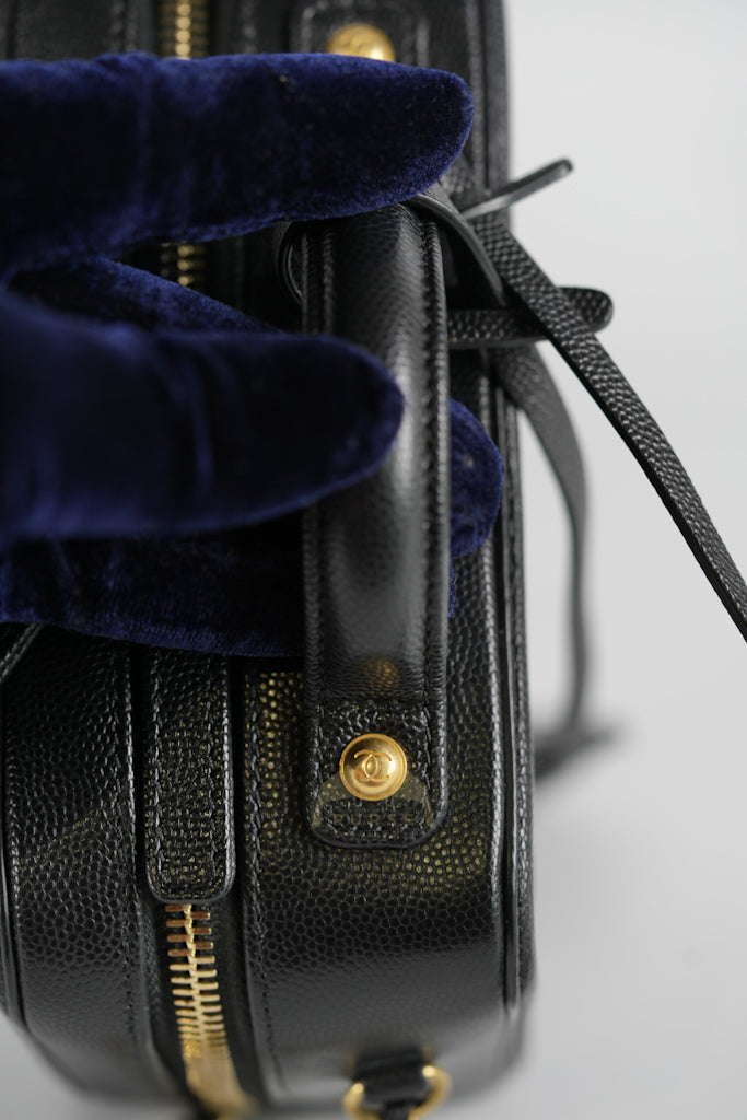 Filigree Vanity Small in Black Quilted Caviar and Aged Gold Hardware (Series 28) | Purse Maison Luxury Bags Shop