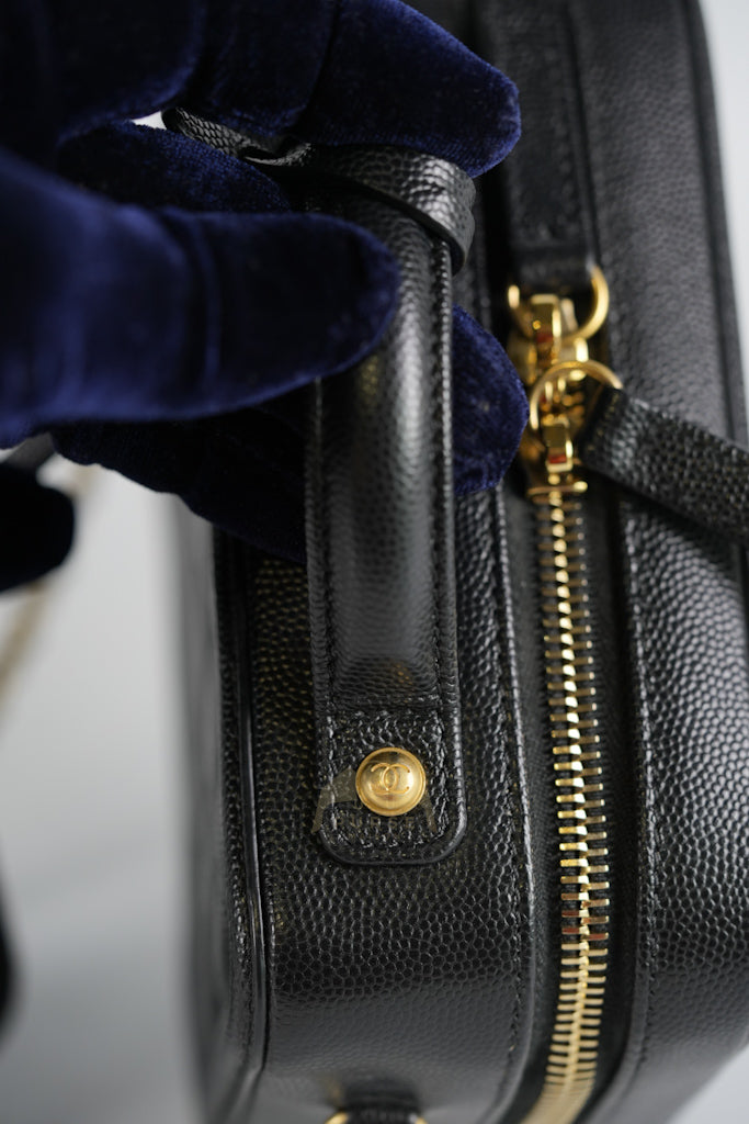 Filigree Vanity Small in Black Quilted Caviar and Aged Gold Hardware (Series 28) | Purse Maison Luxury Bags Shop