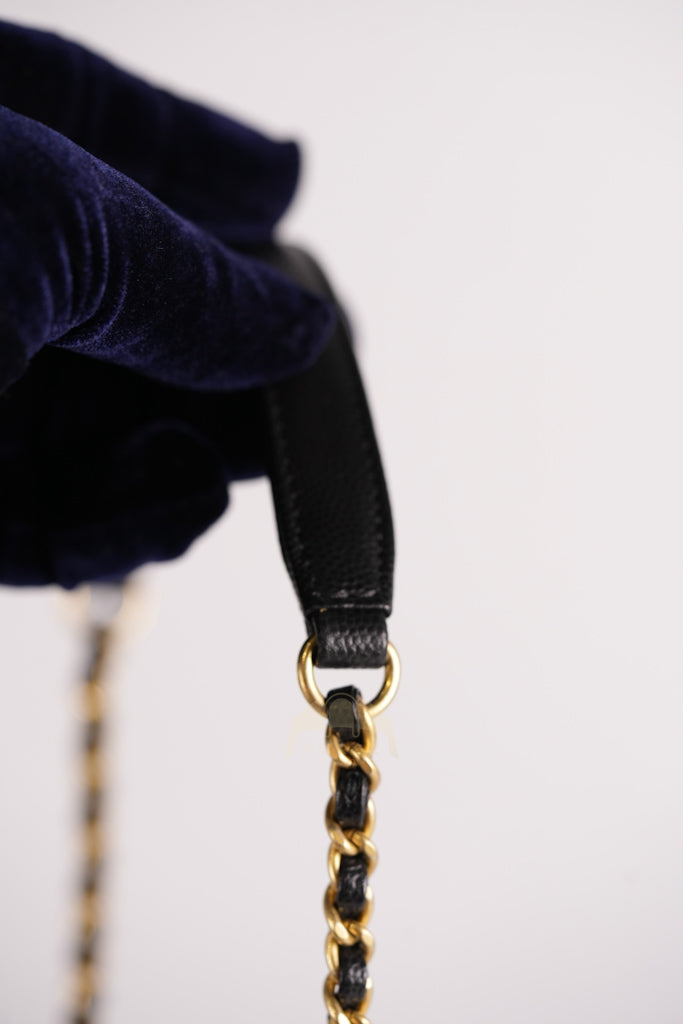 Filigree Vanity Small in Black Quilted Caviar and Aged Gold Hardware (Series 28) | Purse Maison Luxury Bags Shop