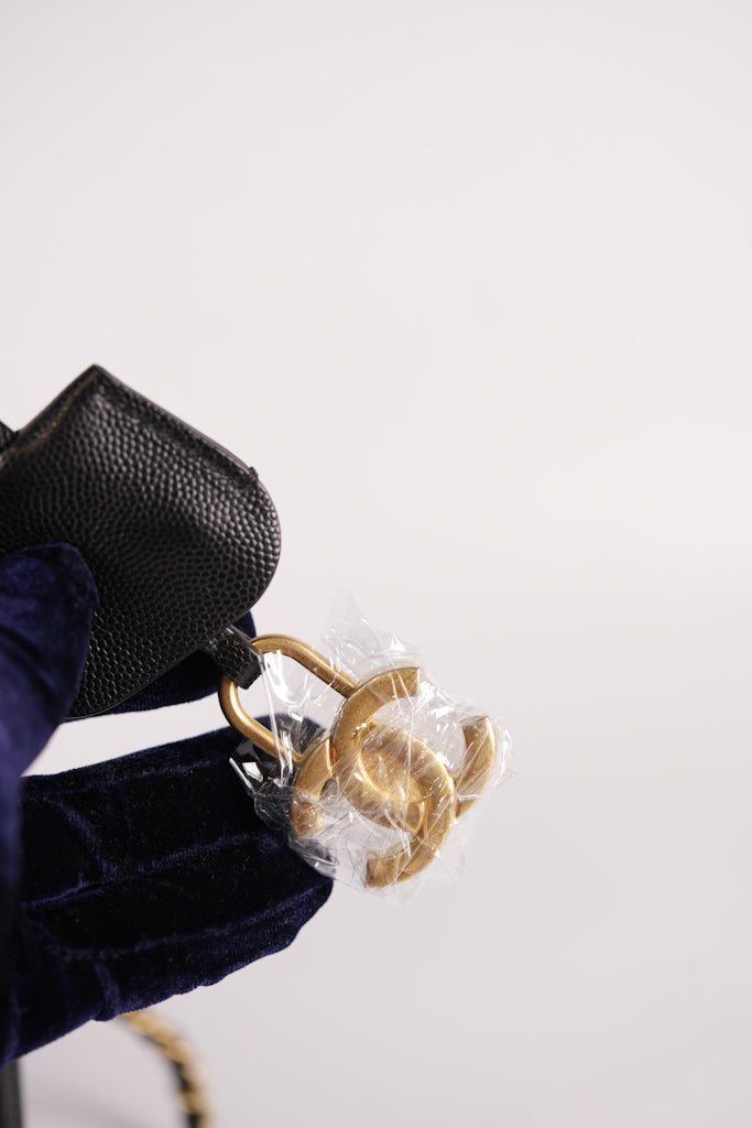 Filigree Vanity Small in Black Quilted Caviar and Aged Gold Hardware (Series 28) | Purse Maison Luxury Bags Shop