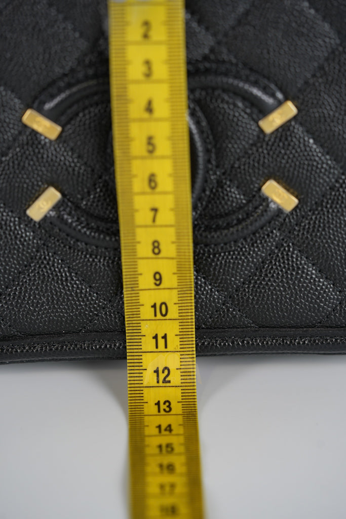 Filigree Vanity Small in Black Quilted Caviar and Aged Gold Hardware (Series 28) | Purse Maison Luxury Bags Shop