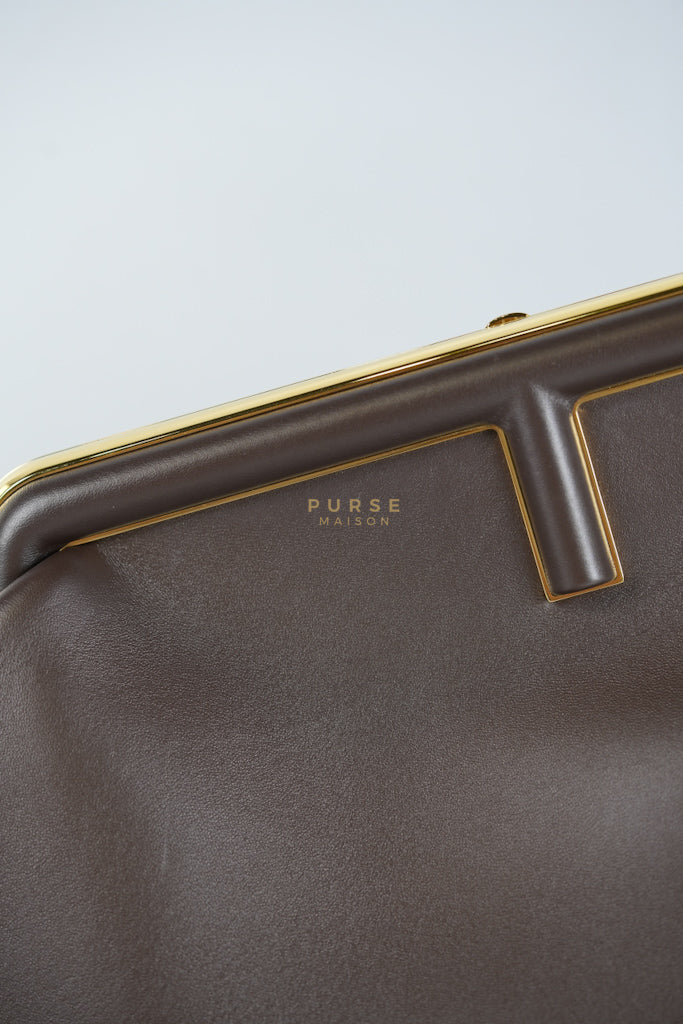 First Medium in Chocolate Shiny Calfskin Leather Two-Way Bag | Purse Maison Luxury Bags Shop