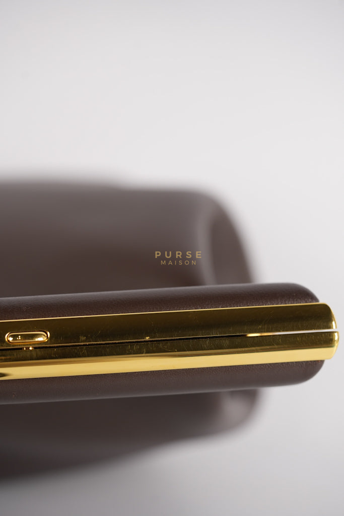 First Medium in Chocolate Shiny Calfskin Leather Two-Way Bag | Purse Maison Luxury Bags Shop