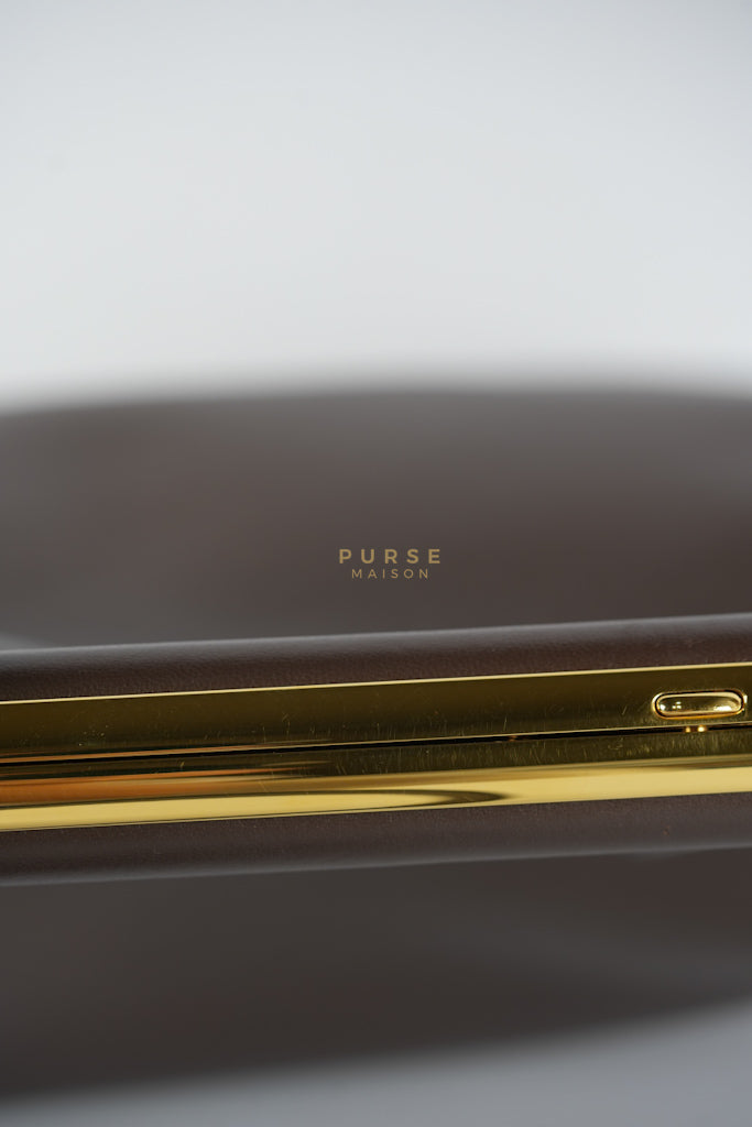 First Medium in Chocolate Shiny Calfskin Leather Two-Way Bag | Purse Maison Luxury Bags Shop