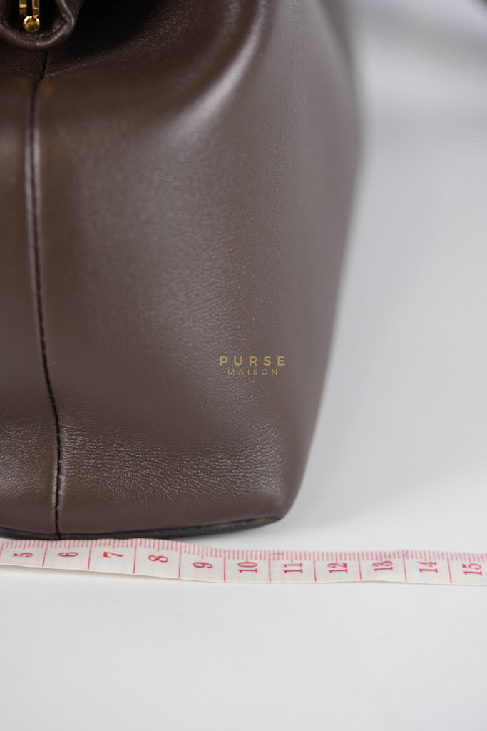 First Medium in Chocolate Shiny Calfskin Leather Two-Way Bag | Purse Maison Luxury Bags Shop