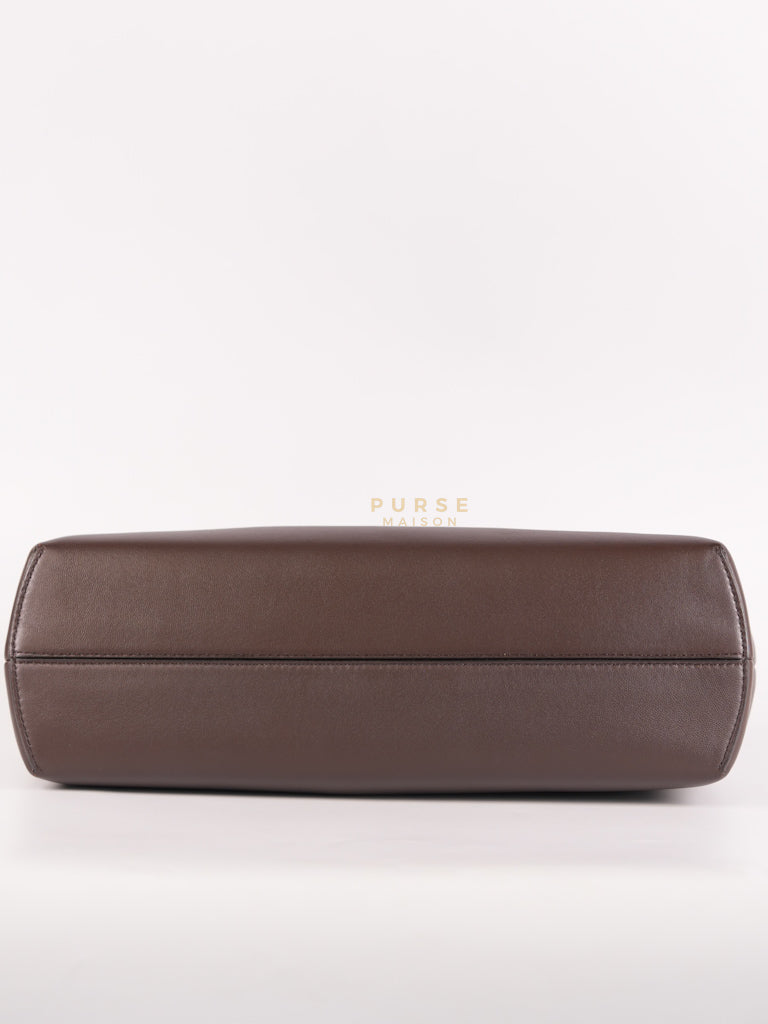 First Medium in Chocolate Shiny Calfskin Leather Two-Way Bag | Purse Maison Luxury Bags Shop