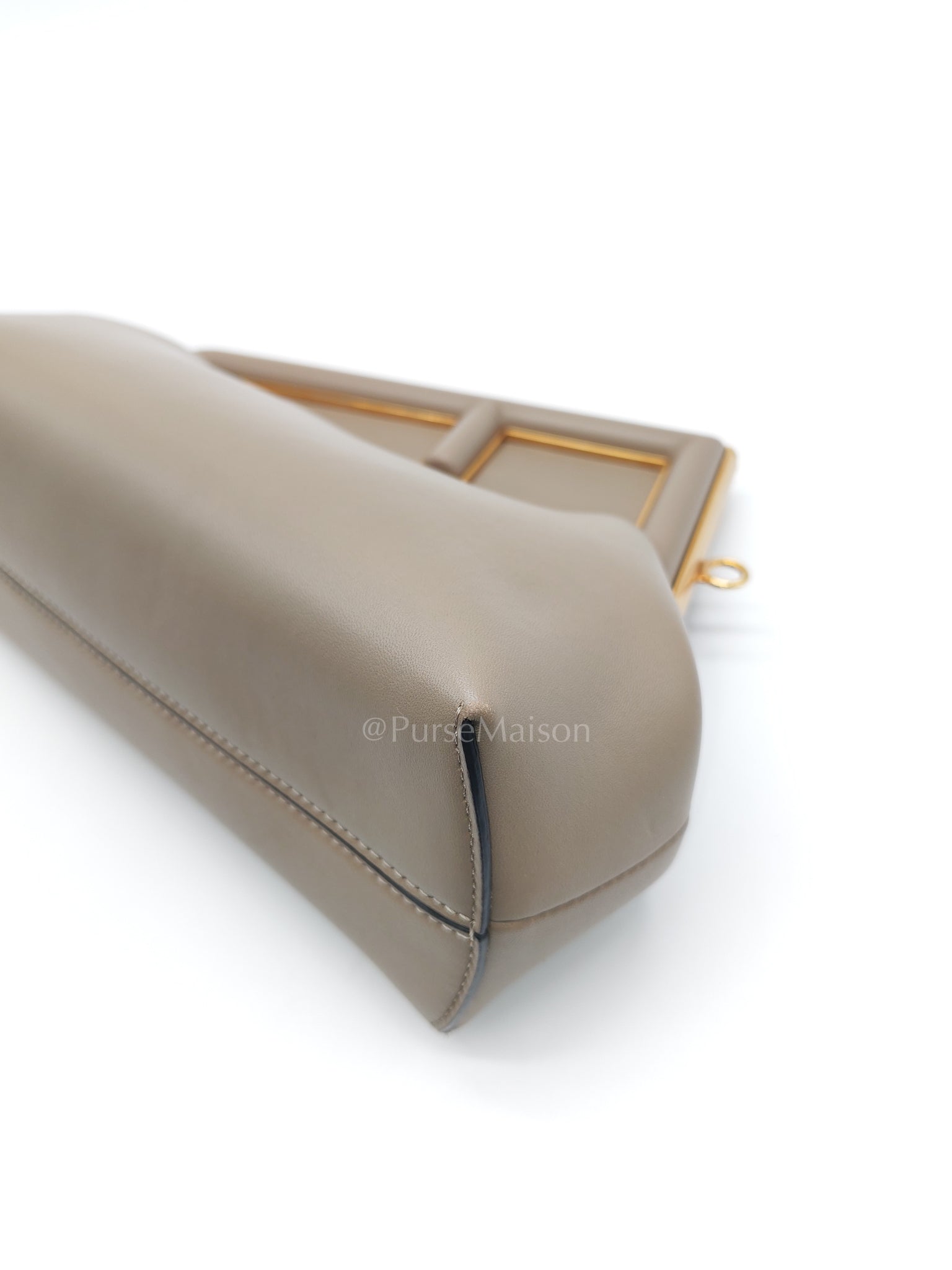 First Small Nappa in Shiny Torto Dark Beige Smooth Calfskin Leather | Purse Maison Luxury Bags Shop