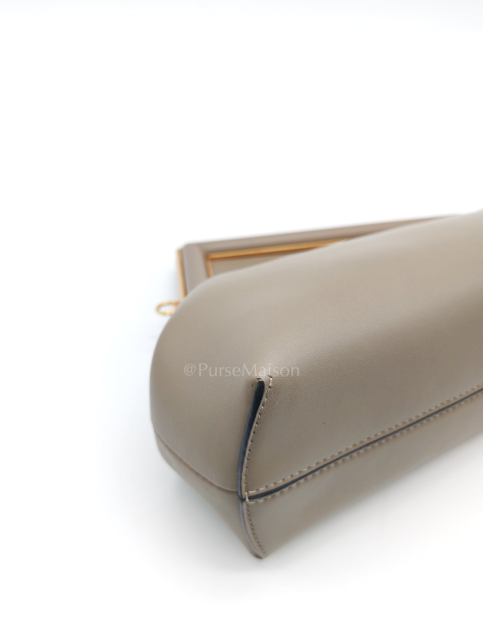 First Small Nappa in Shiny Torto Dark Beige Smooth Calfskin Leather | Purse Maison Luxury Bags Shop