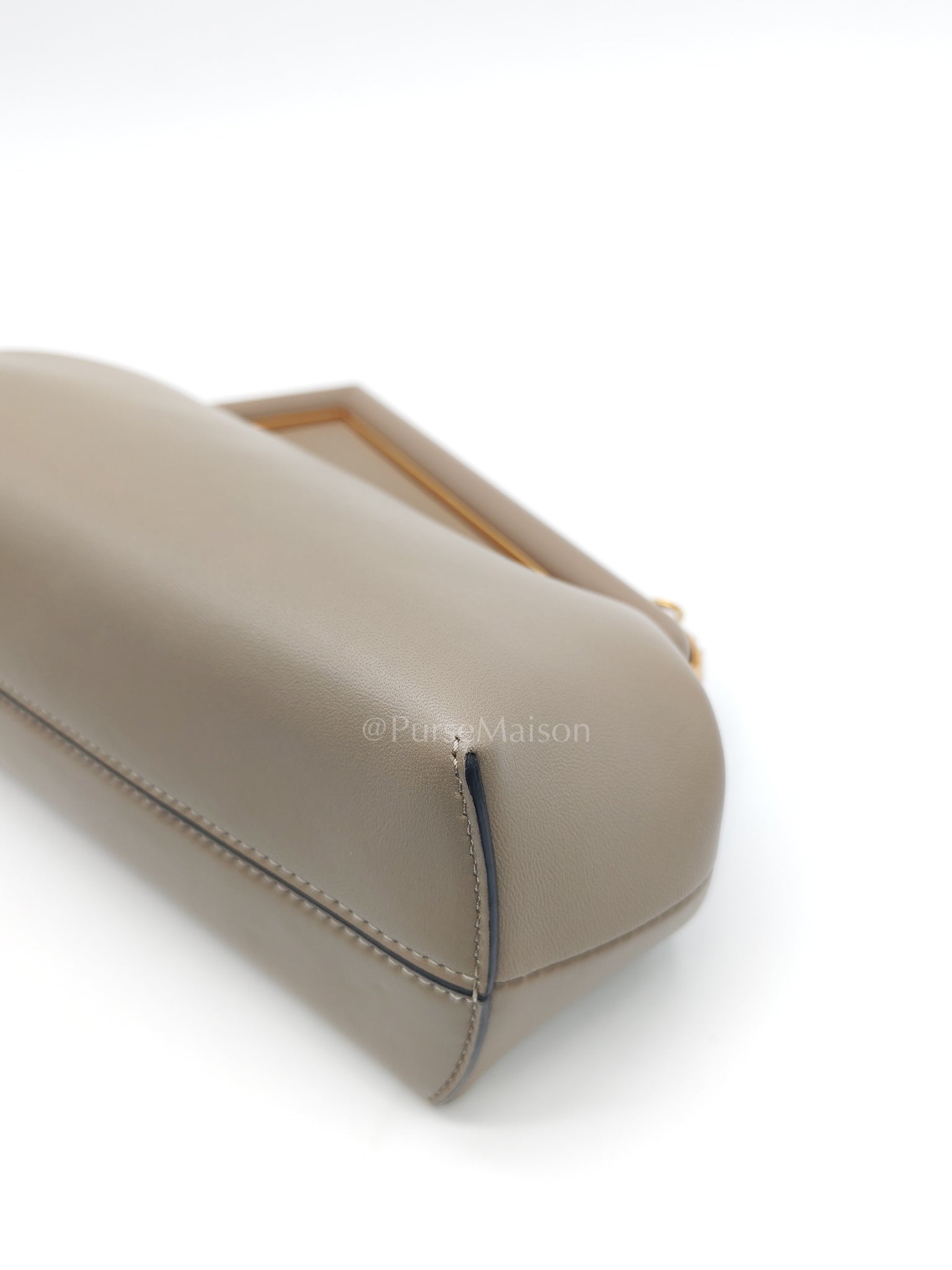 First Small Nappa in Shiny Torto Dark Beige Smooth Calfskin Leather | Purse Maison Luxury Bags Shop