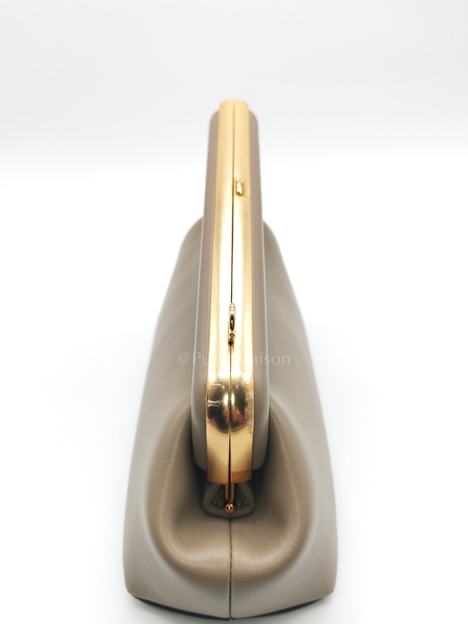 First Small Nappa in Shiny Torto Dark Beige Smooth Calfskin Leather | Purse Maison Luxury Bags Shop