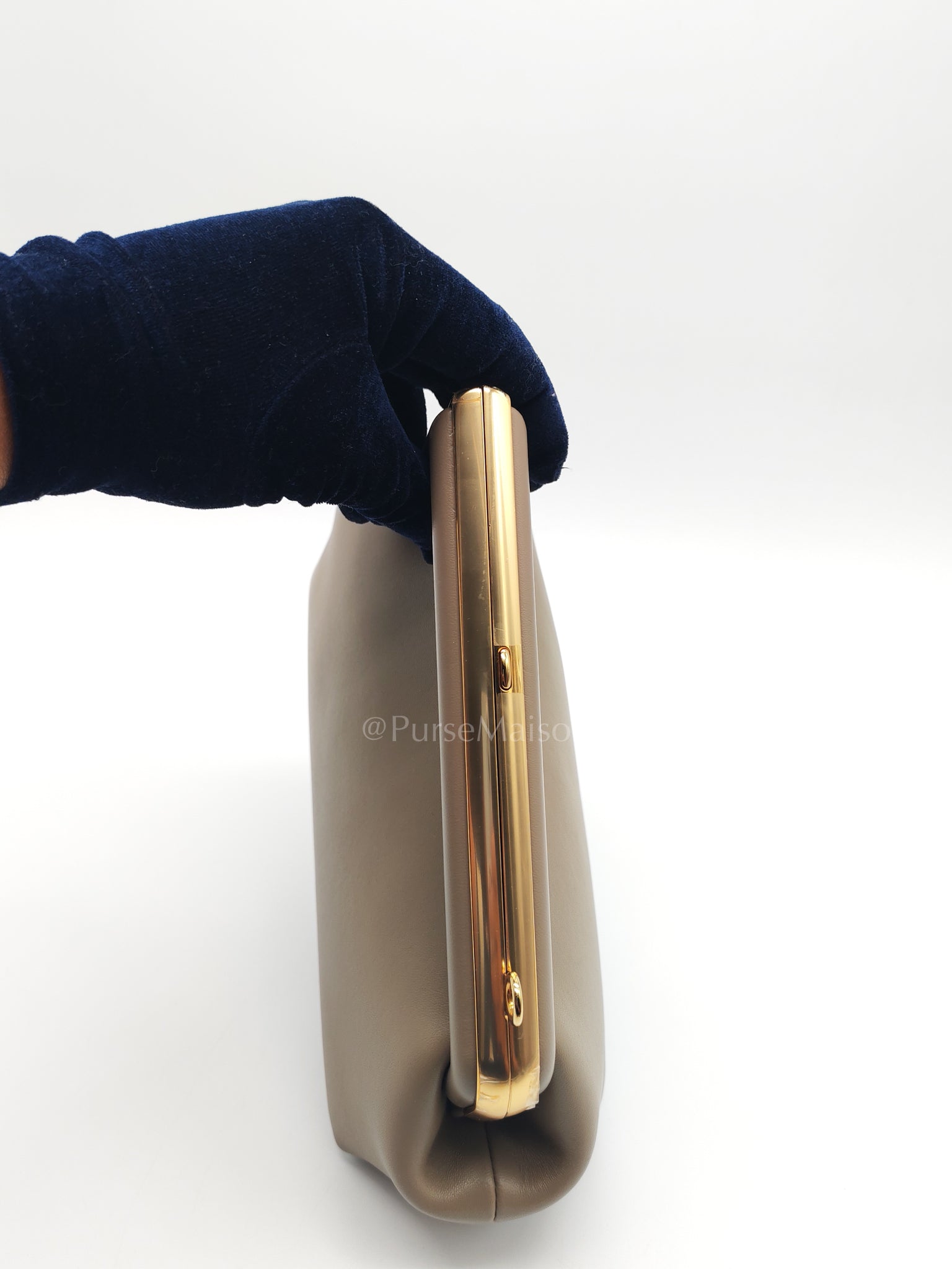 First Small Nappa in Shiny Torto Dark Beige Smooth Calfskin Leather | Purse Maison Luxury Bags Shop