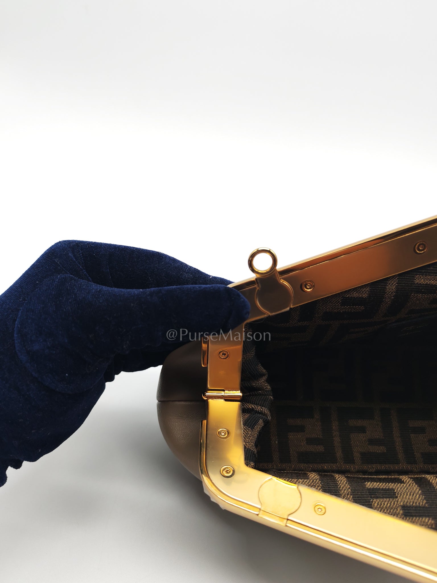 First Small Nappa in Shiny Torto Dark Beige Smooth Calfskin Leather | Purse Maison Luxury Bags Shop