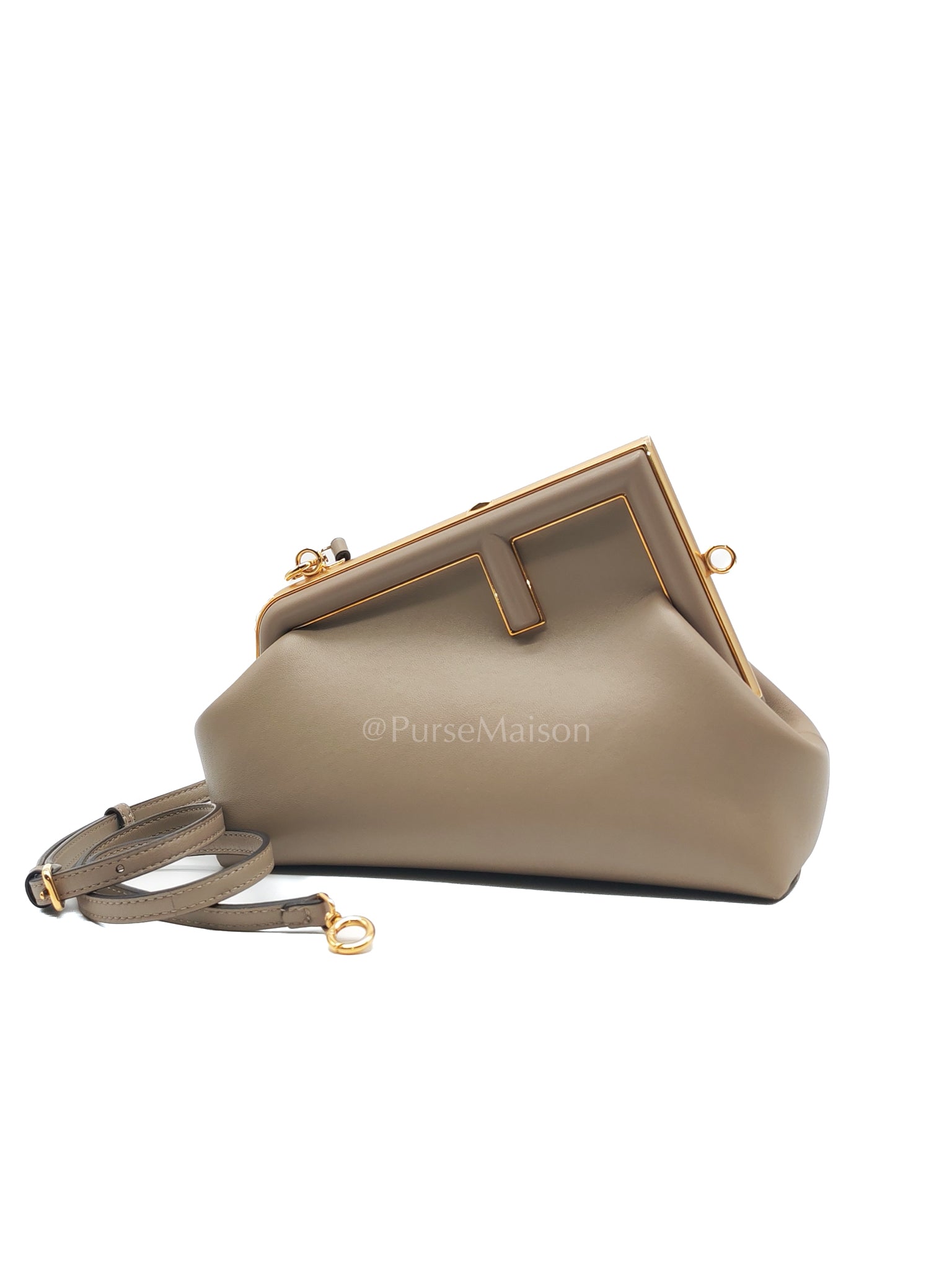 First Small Nappa in Shiny Torto Dark Beige Smooth Calfskin Leather | Purse Maison Luxury Bags Shop