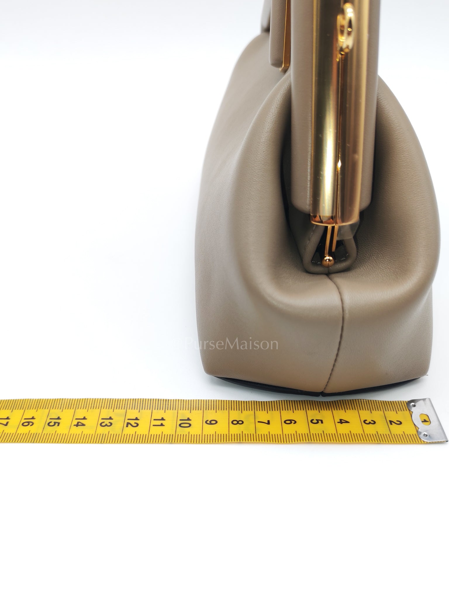 First Small Nappa in Shiny Torto Dark Beige Smooth Calfskin Leather | Purse Maison Luxury Bags Shop