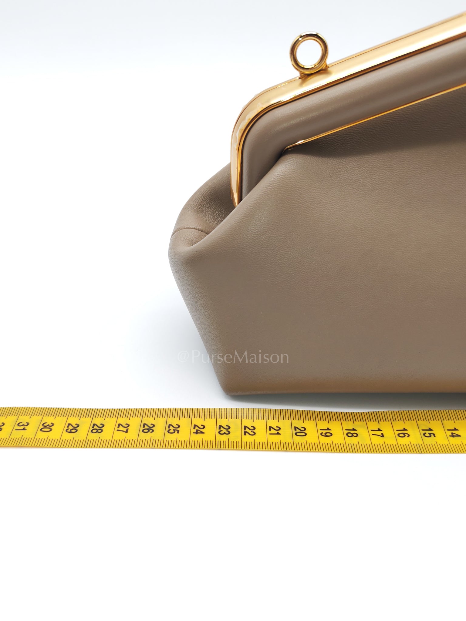 First Small Nappa in Shiny Torto Dark Beige Smooth Calfskin Leather | Purse Maison Luxury Bags Shop