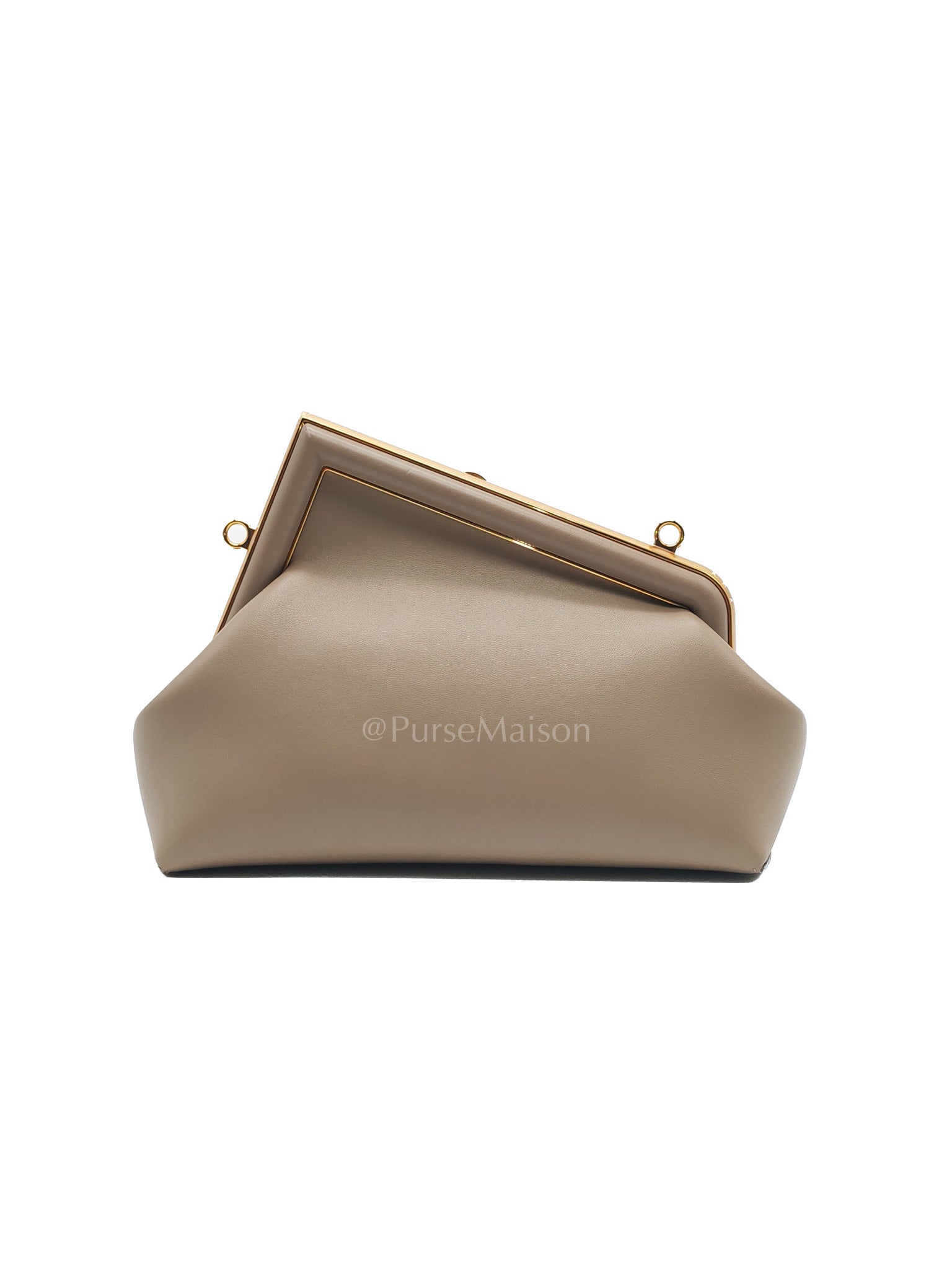 First Small Nappa in Shiny Torto Dark Beige Smooth Calfskin Leather | Purse Maison Luxury Bags Shop