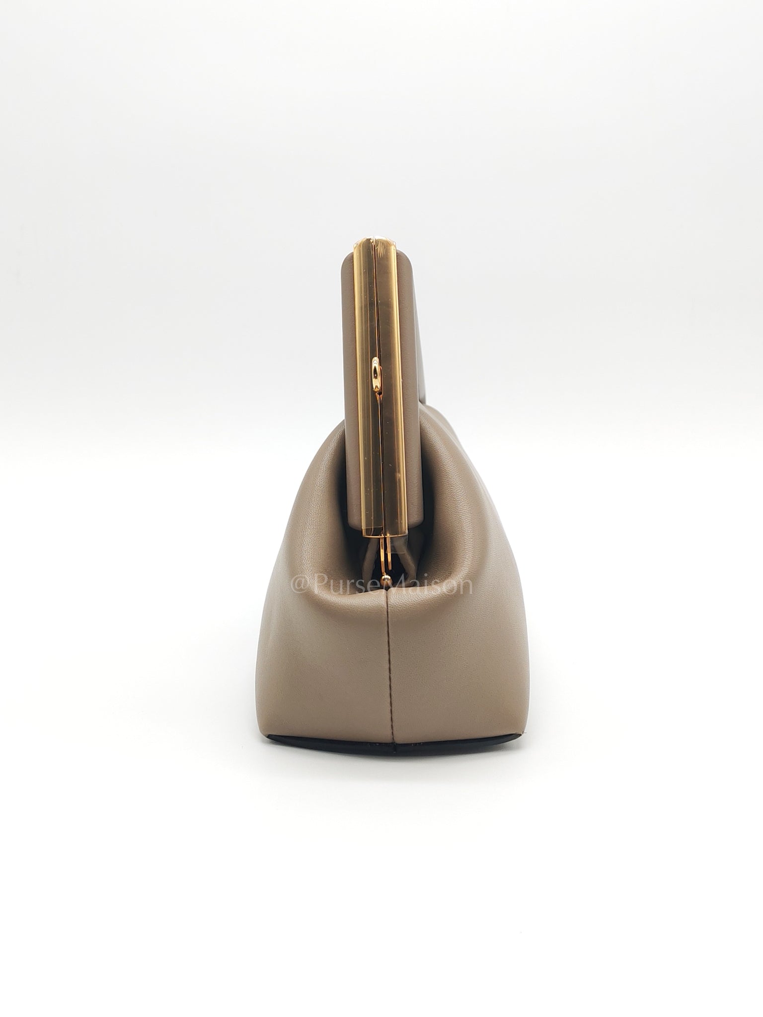 First Small Nappa in Shiny Torto Dark Beige Smooth Calfskin Leather | Purse Maison Luxury Bags Shop