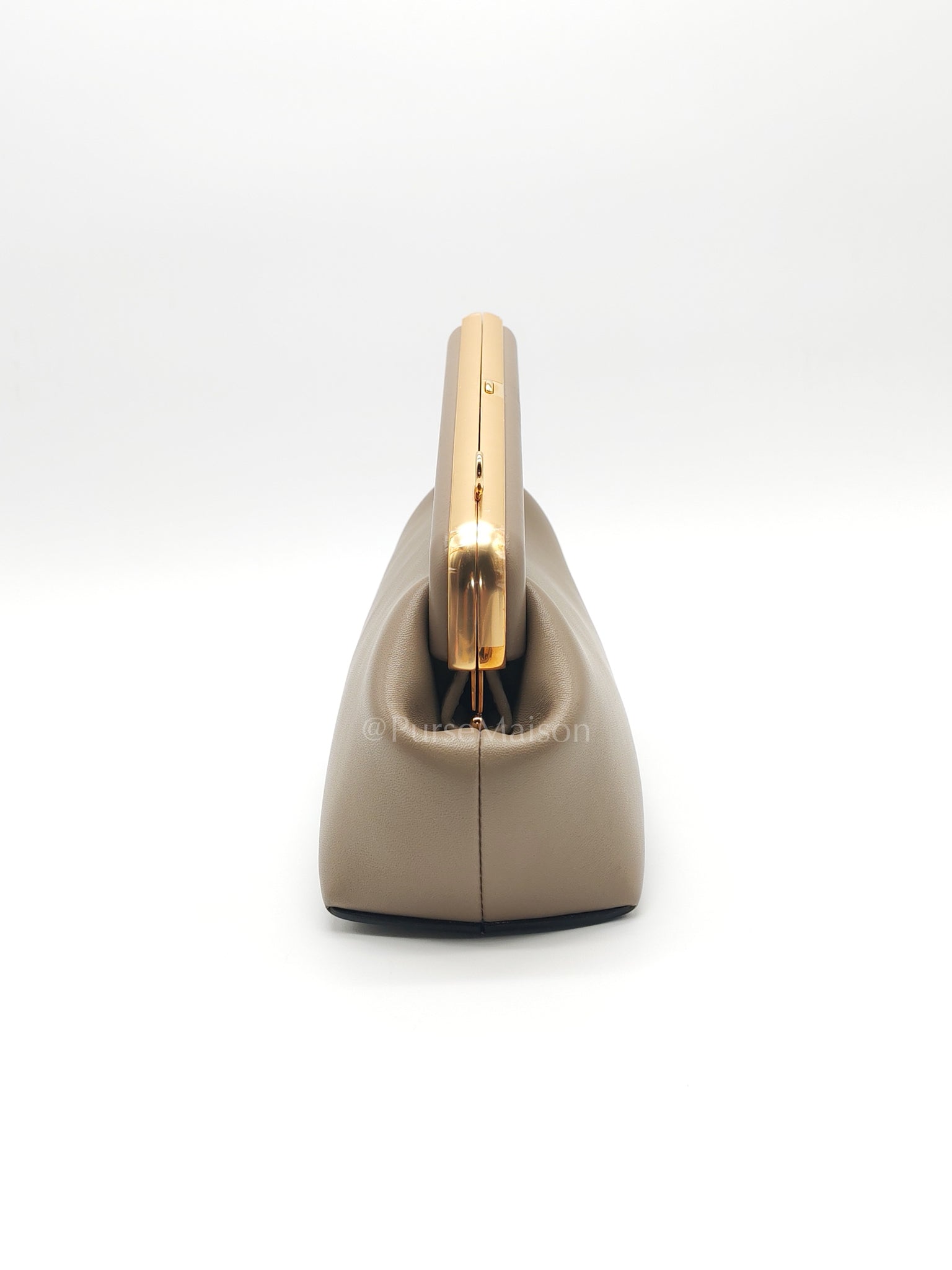 First Small Nappa in Shiny Torto Dark Beige Smooth Calfskin Leather | Purse Maison Luxury Bags Shop