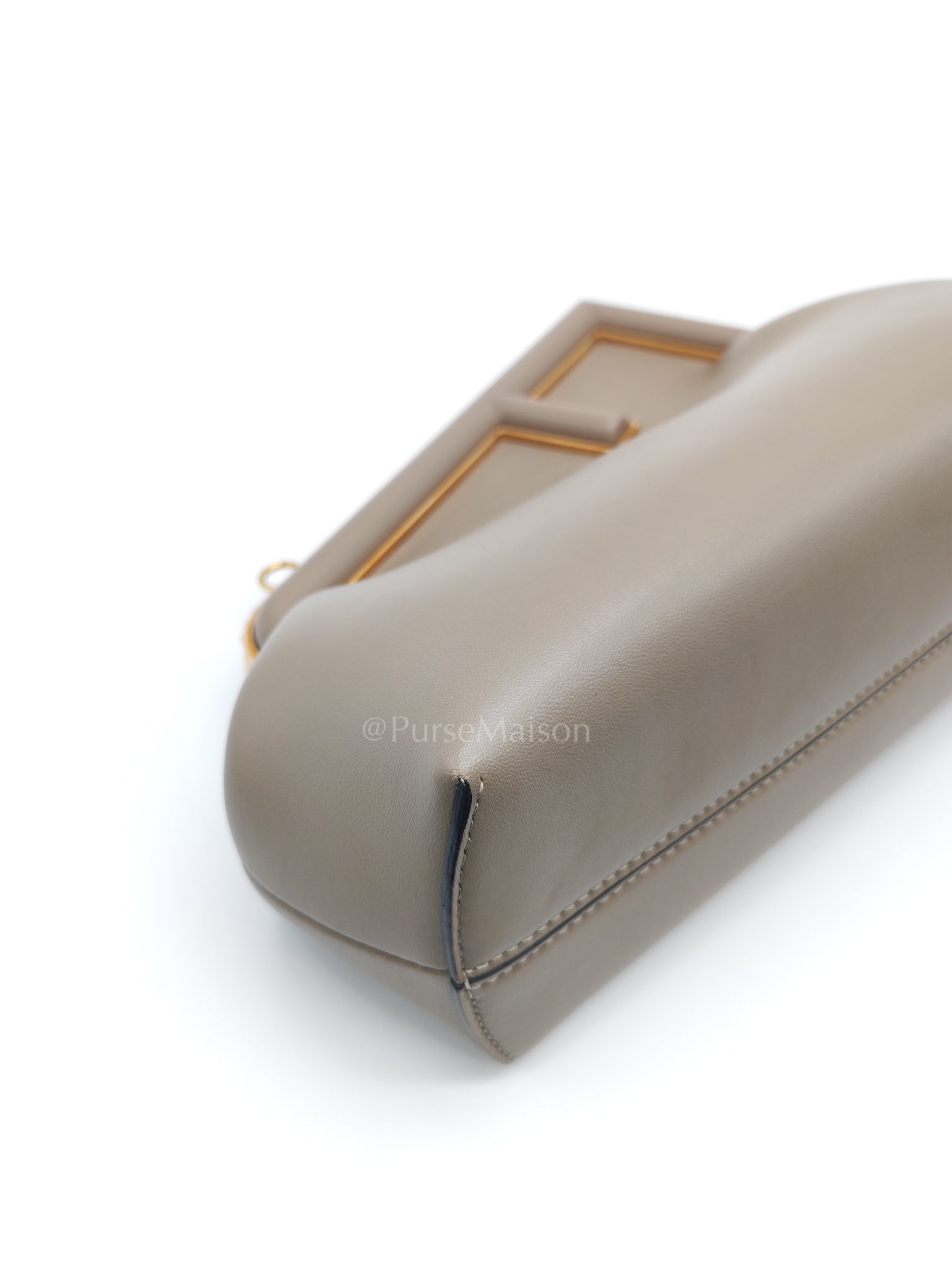 First Small Nappa in Shiny Torto Dark Beige Smooth Calfskin Leather | Purse Maison Luxury Bags Shop