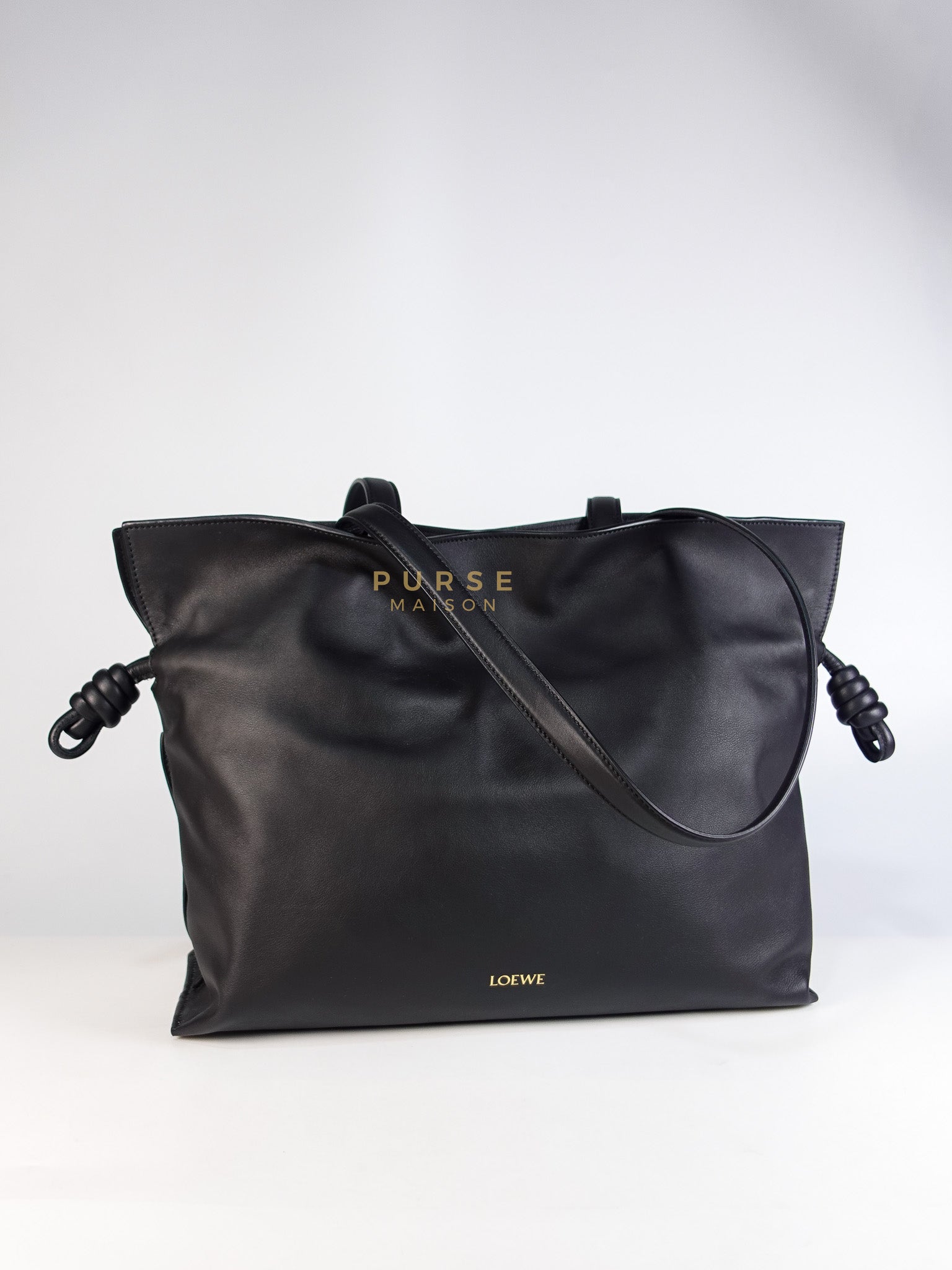 Flamenco Tote Bag Large in Black Nappa Calfskin Leather | Purse Maison Luxury Bags Shop