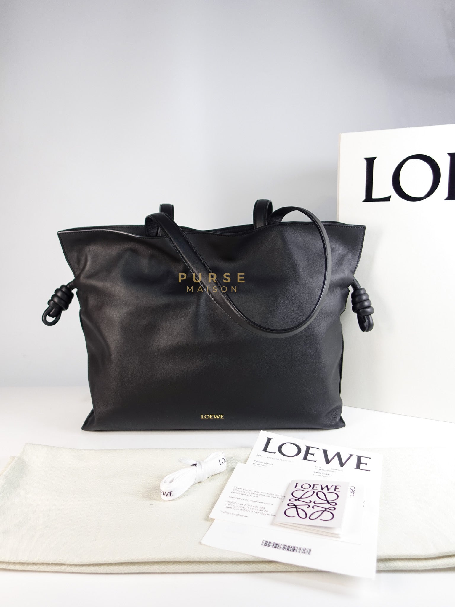 Flamenco Tote Bag Large in Black Nappa Calfskin Leather | Purse Maison Luxury Bags Shop