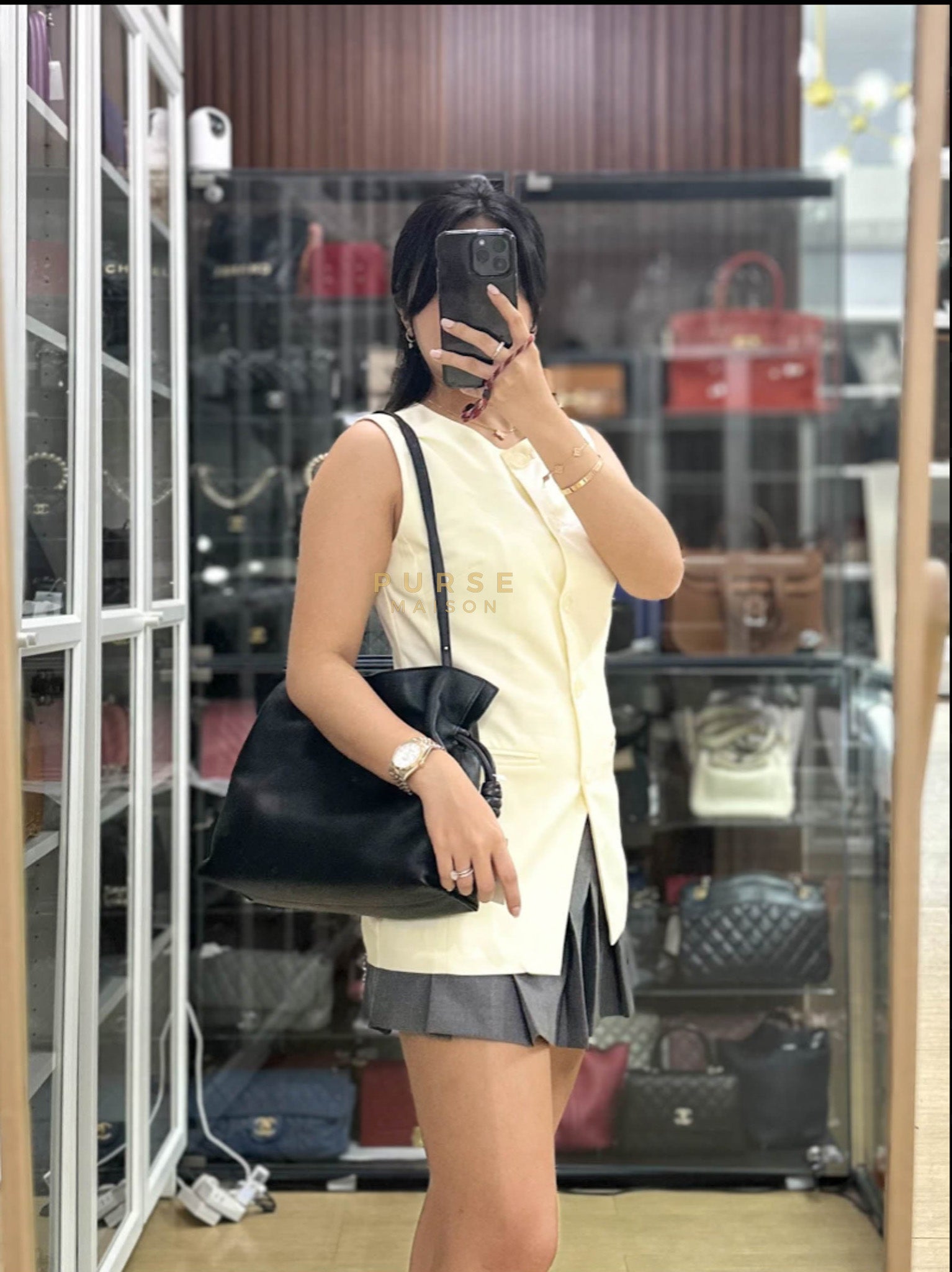 Flamenco Tote Bag Large in Black Nappa Calfskin Leather | Purse Maison Luxury Bags Shop