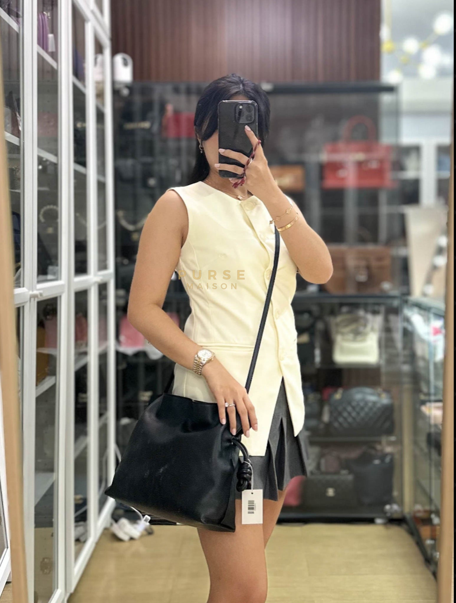 Flamenco Tote Bag Large in Black Nappa Calfskin Leather | Purse Maison Luxury Bags Shop