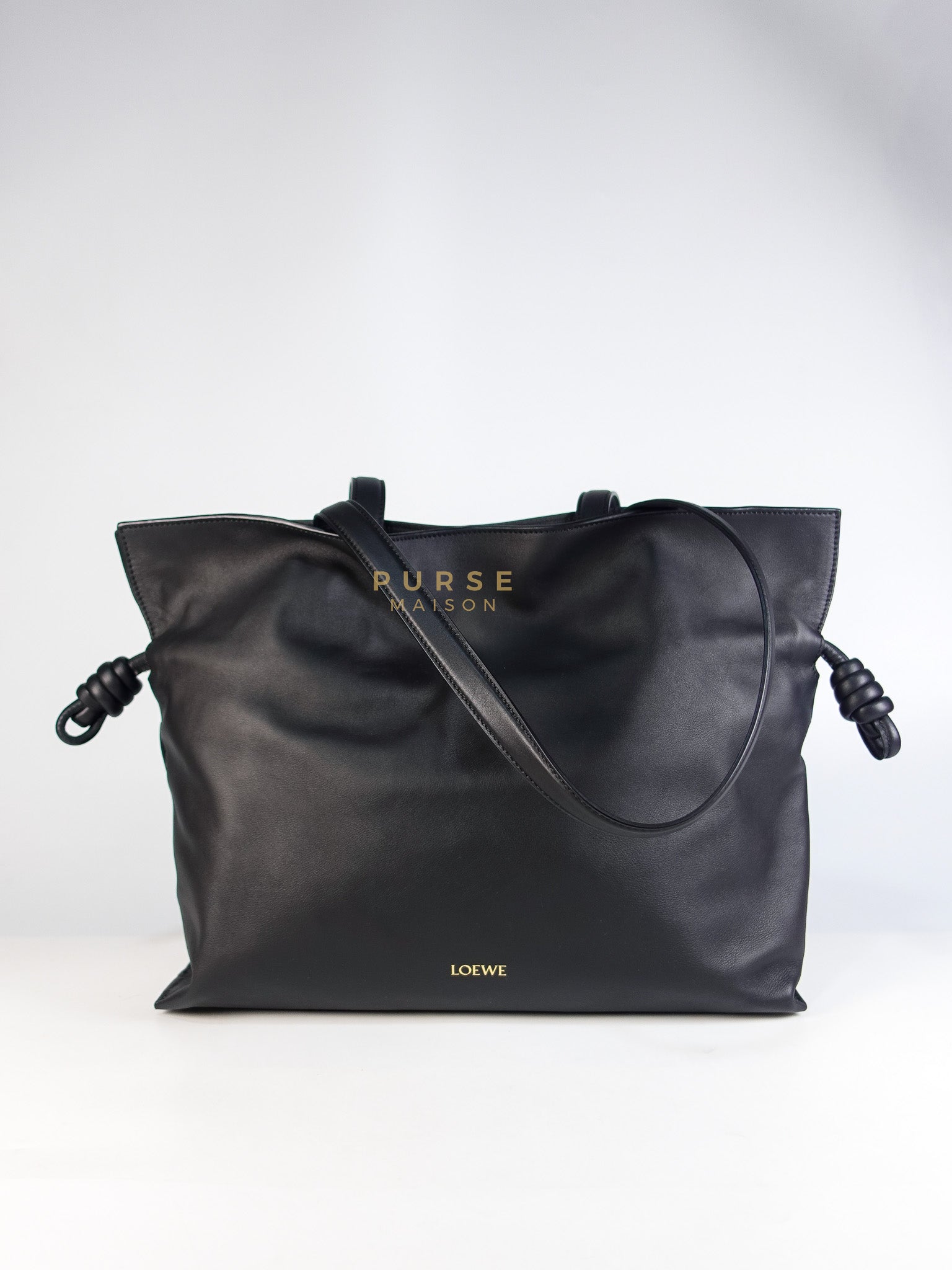 Flamenco Tote Bag Large in Black Nappa Calfskin Leather | Purse Maison Luxury Bags Shop